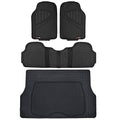 MotorTrend 4-Piece FlexTough Performance Deep Channel Front Floor Mats, Rear Floor Mat, and Trunk/Cargo Mat - Heavy Duty, All Weather, Trim to Fit