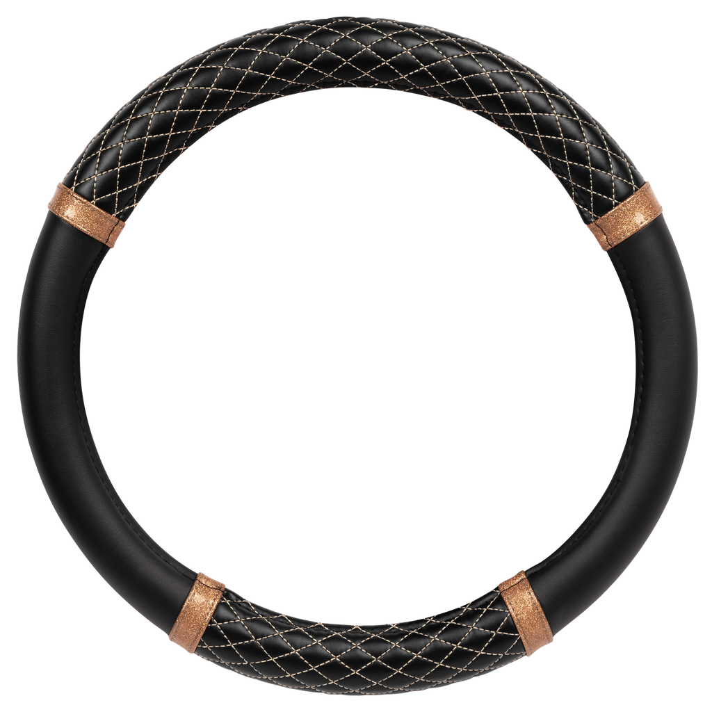 Carbella Bronze Quilted Steering Wheel Cover (Fits 14.5" - 15.5")