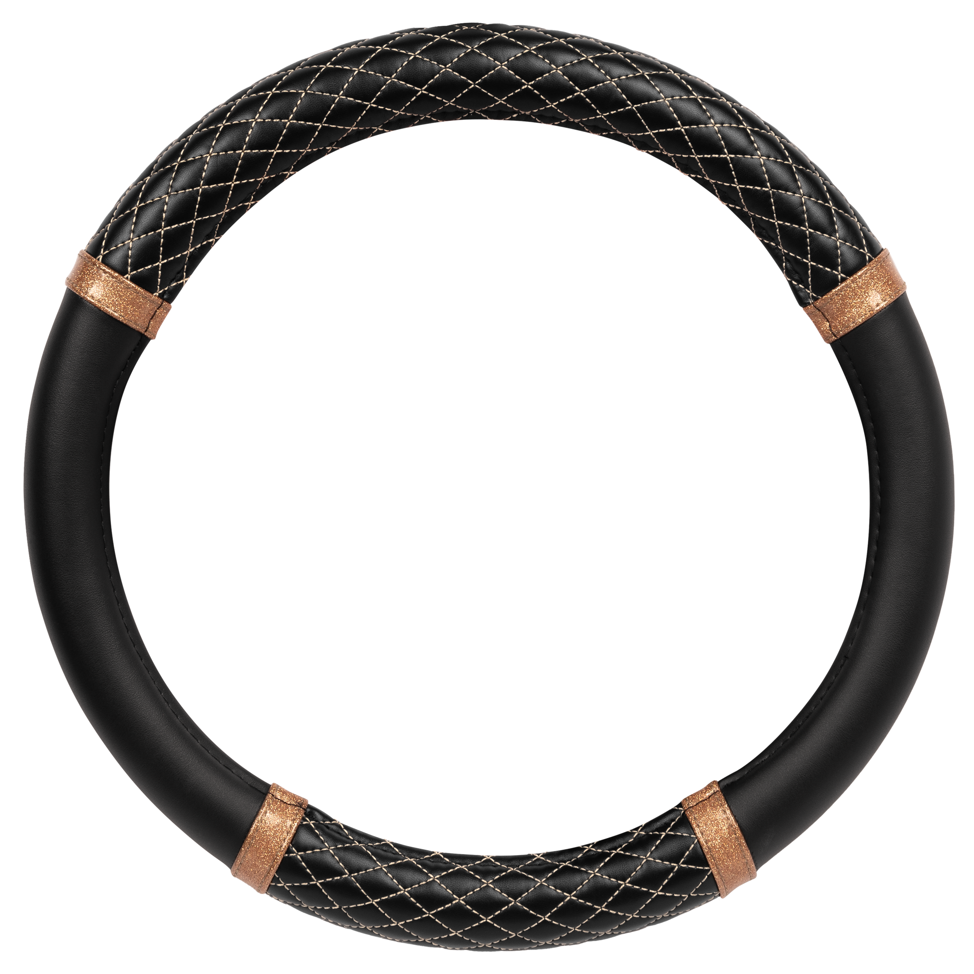 Carbella Bronze Quilted Steering Wheel Cover (Fits 14.5" - 15.5")