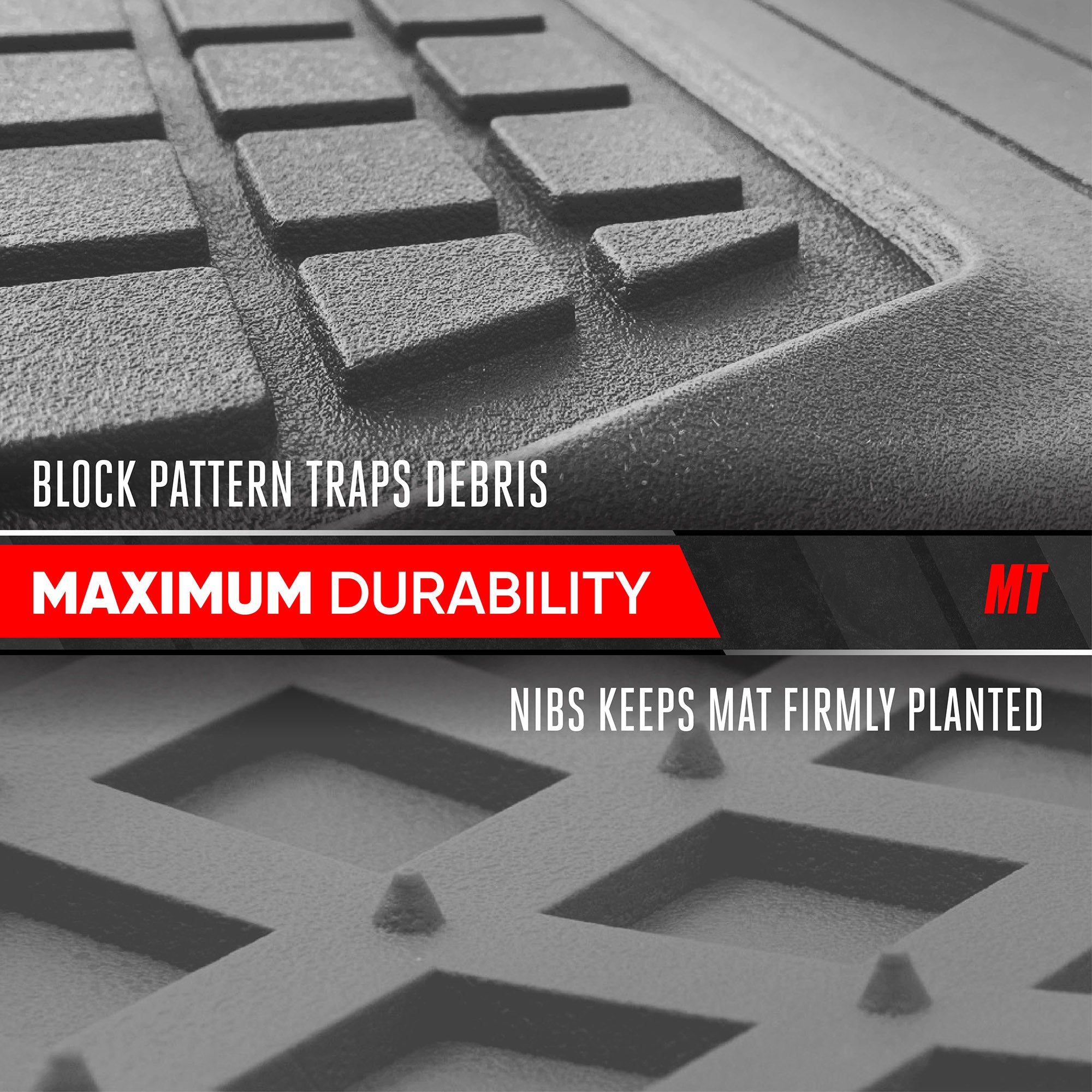 MotorTrend FlexTough Square Groove Trunk/Cargo Liner Mat - Heavy Duty, All Weather, Trim to Fit (54" x 37")
