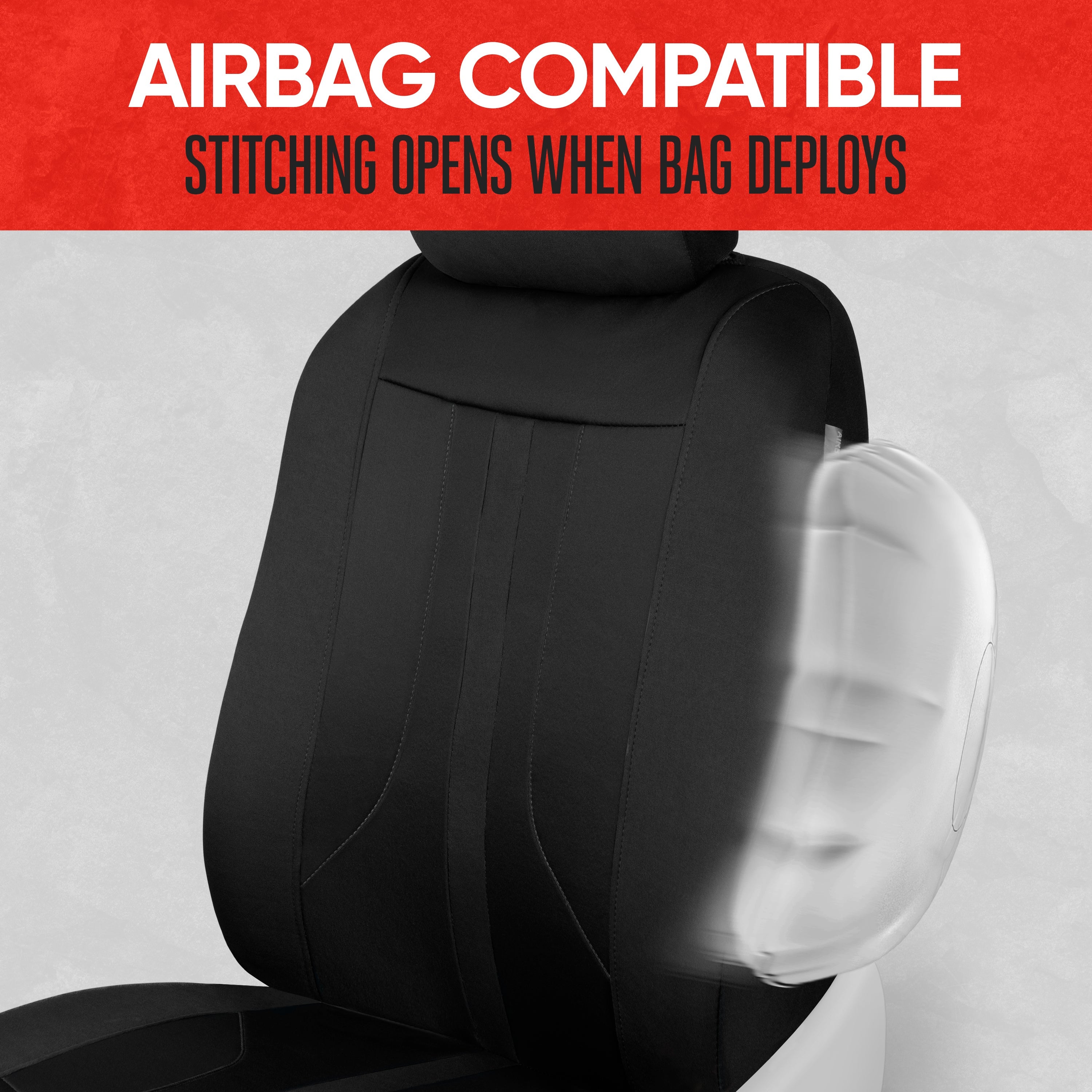Motor Trend Black Cloth Car Seat Covers for Front Seats – Premium Automotive Bucket Seat Covers, Made for Vehicles with Removable Headrests, Interior Covers for Car Truck Van SUV