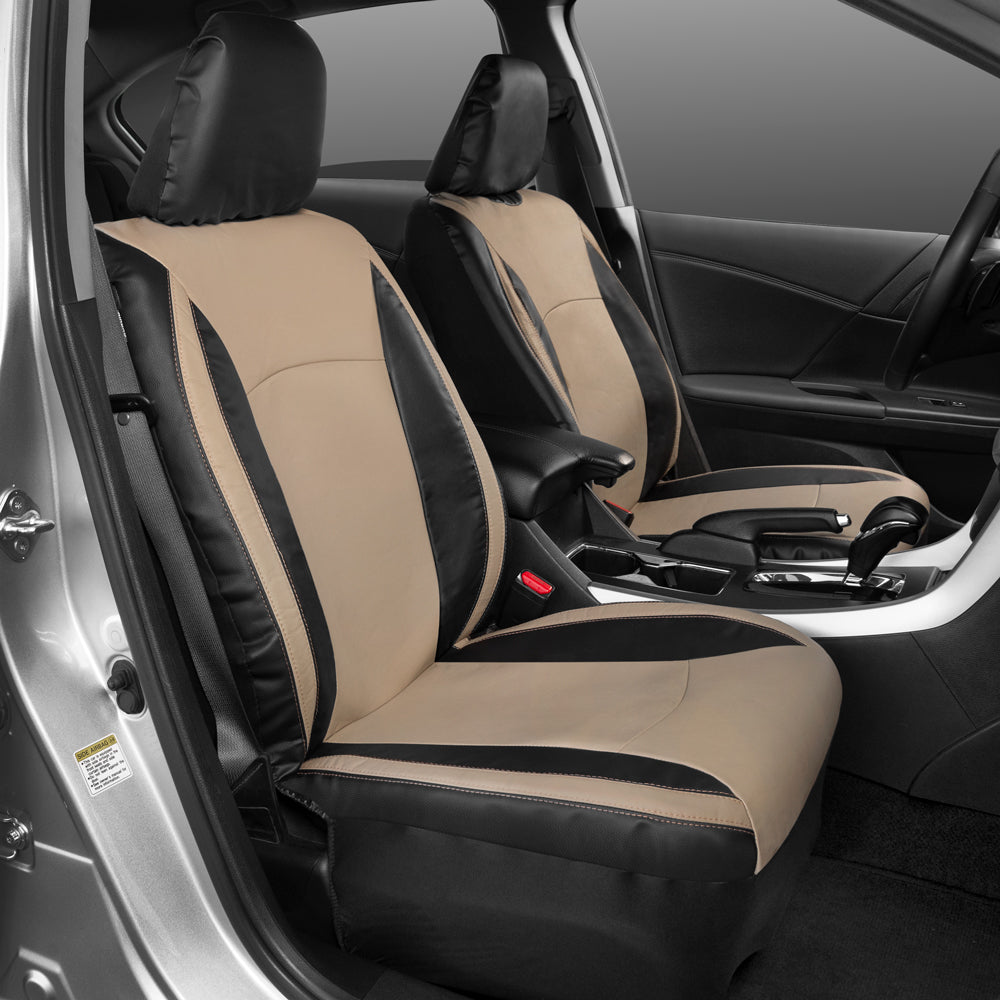 MotorTrend 2-Pack Premium Faux Leather Two-Tone Front Seat Covers