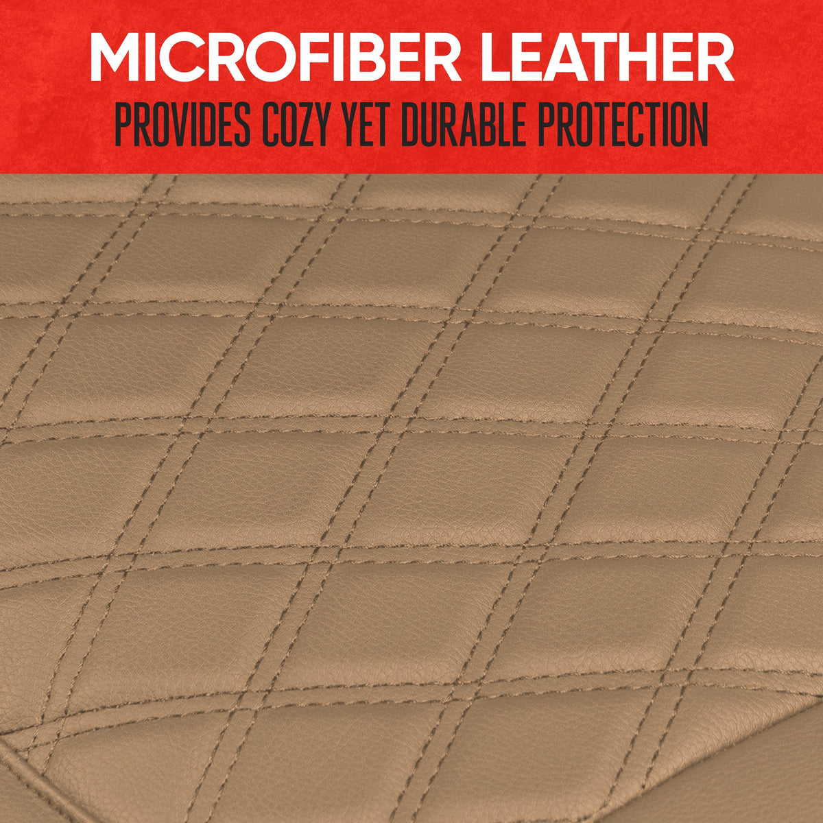 MotorTrend 2-Pack Padded Faux Leather Diamond Stitched Seat Covers with Front Storage Pockets