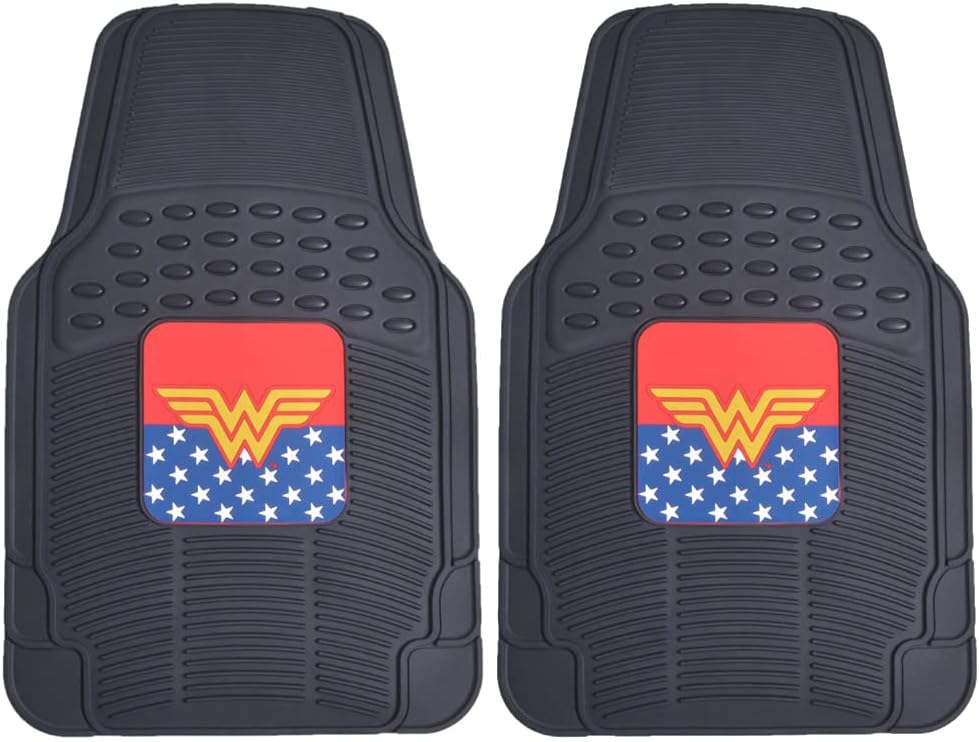 BDK Armored Super Hero Car Floor Mats - Officially Licensed DC Comics - All Weather Heavy Duty Auto Interior Liners for Car Truck Van SUV (Multiple Styles)