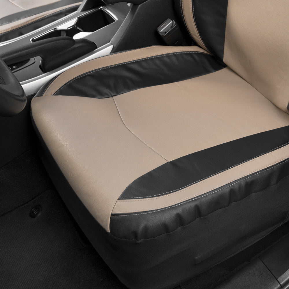 MotorTrend 2-Pack Premium Faux Leather Two-Tone Front Seat Covers