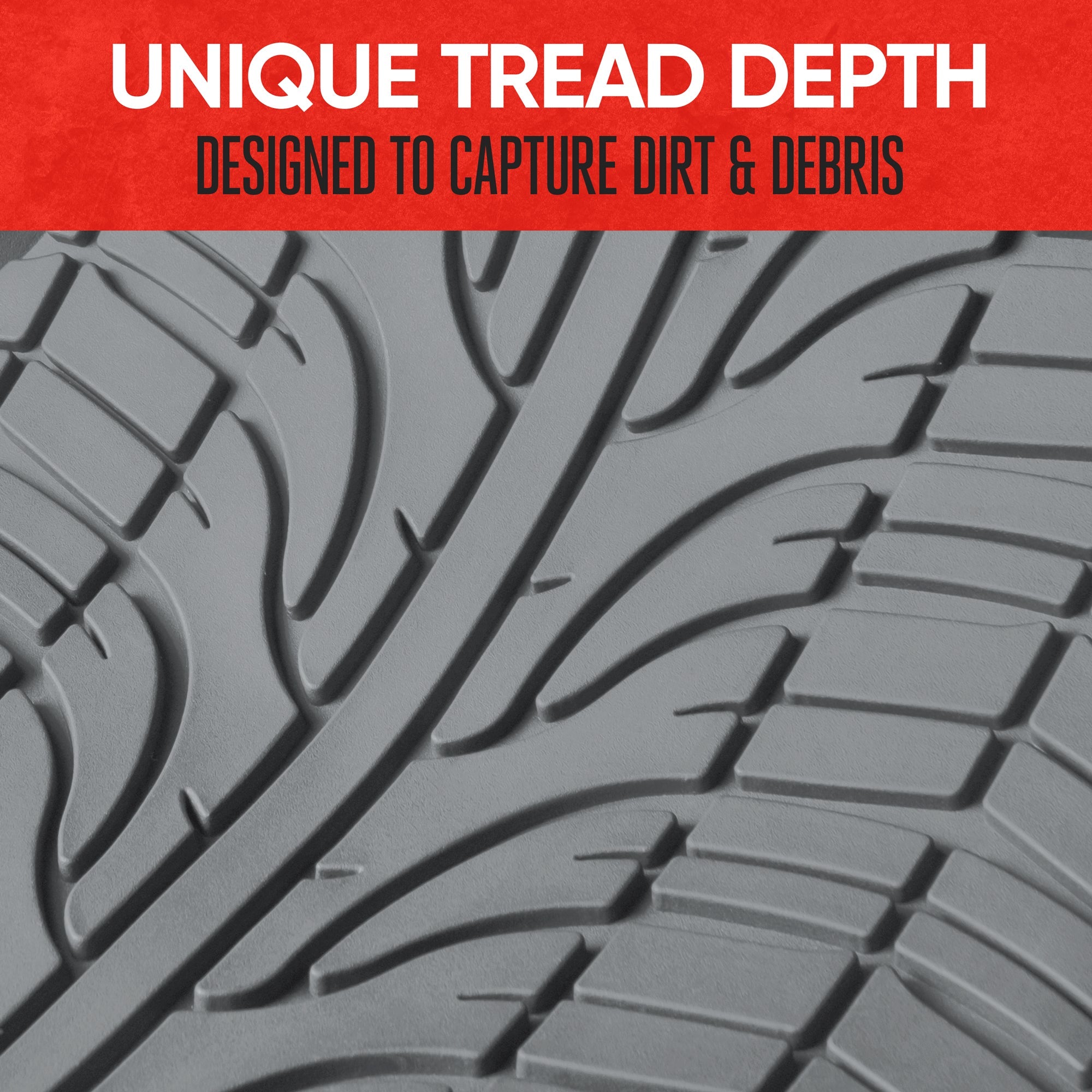 MotorTrend 4-Piece Grand Prix Tire Tread Front Floor Mats and Rear Floor Mats - Heavy Duty, All Weather, Trim to Fit