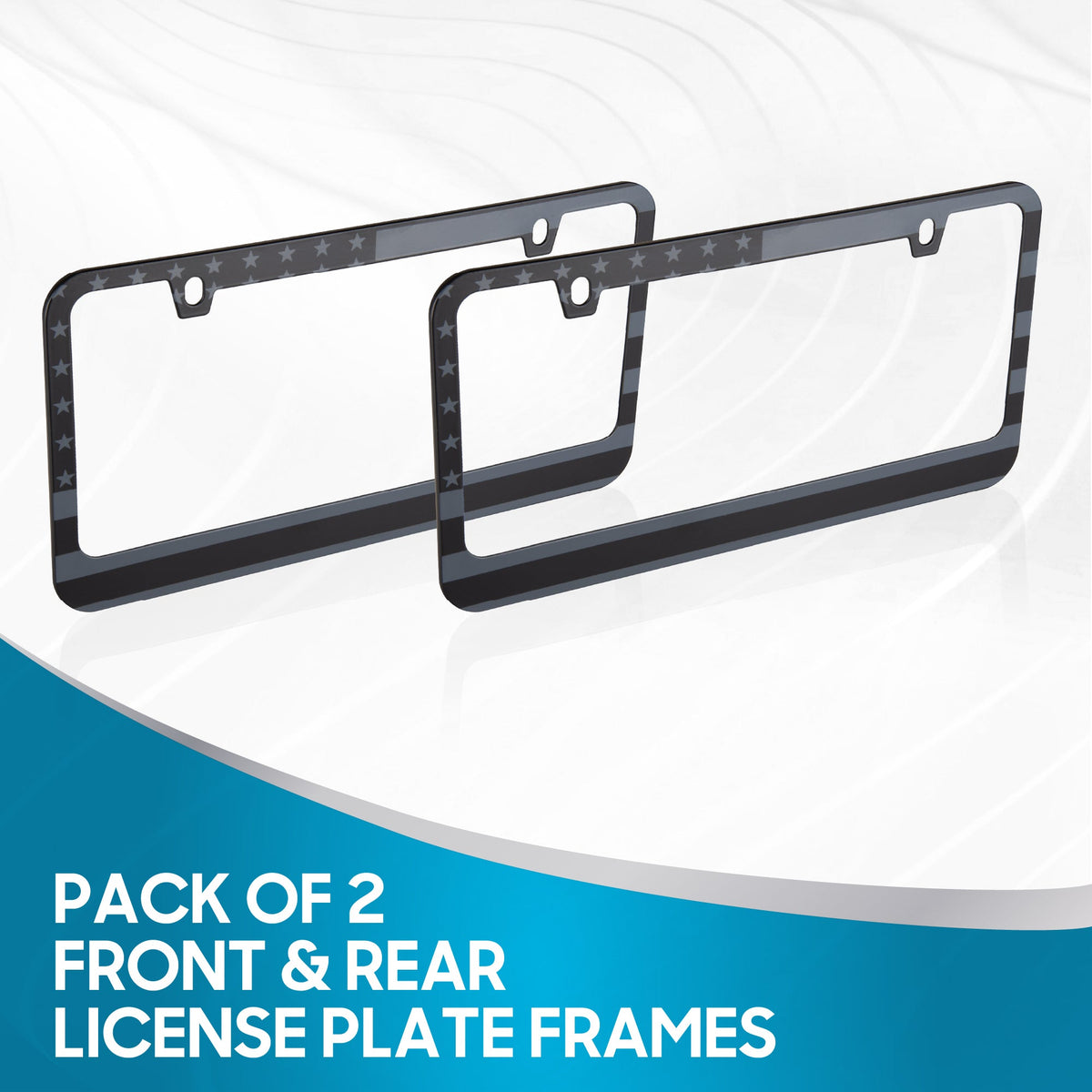 Chrome Plated Rust-Proof Die-Cast Stainless Metal License Plate Frame/Holder Universal Size - Blank Metal Design (Pack of 2)