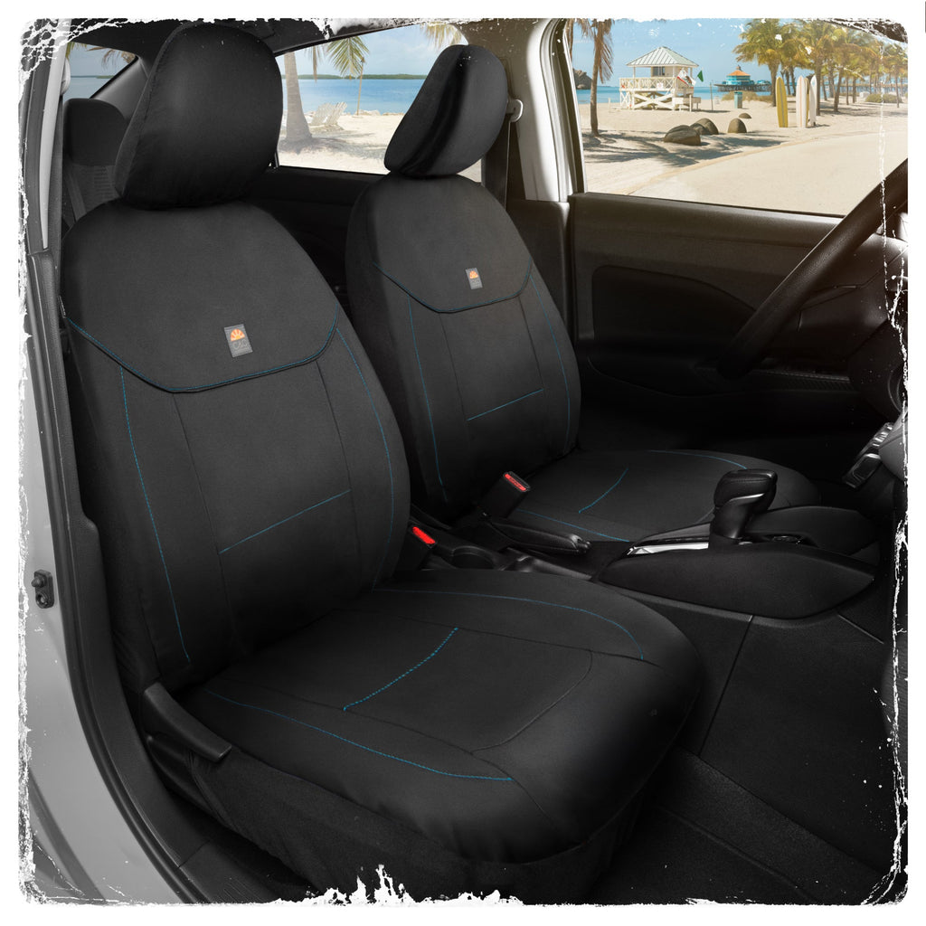 C&C Napa Leatherette 2 Front Seat Covers - Faux Leather Car Seat Protectors for Cars & Trucks - UV-Resistant, Easy to Clean, Semi-Universal Fit - Stylish Coastal Design for Summer Car Interior Upgrade