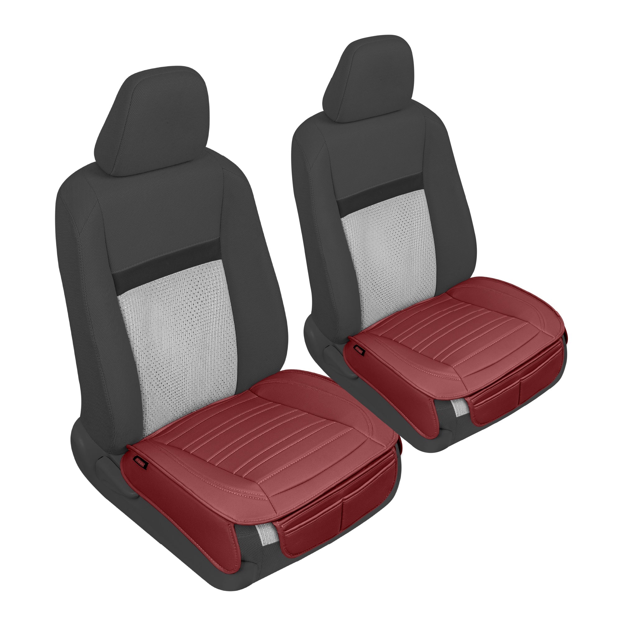 Motor Trend Faux Leather Front Seat Cover for Cars - Set of 2 Burgundy Front Car Seat Covers for SUV & Truck with Storage Pockets - Automotive Car Seats Cover Protector - Bottom Cushion Coverage Only