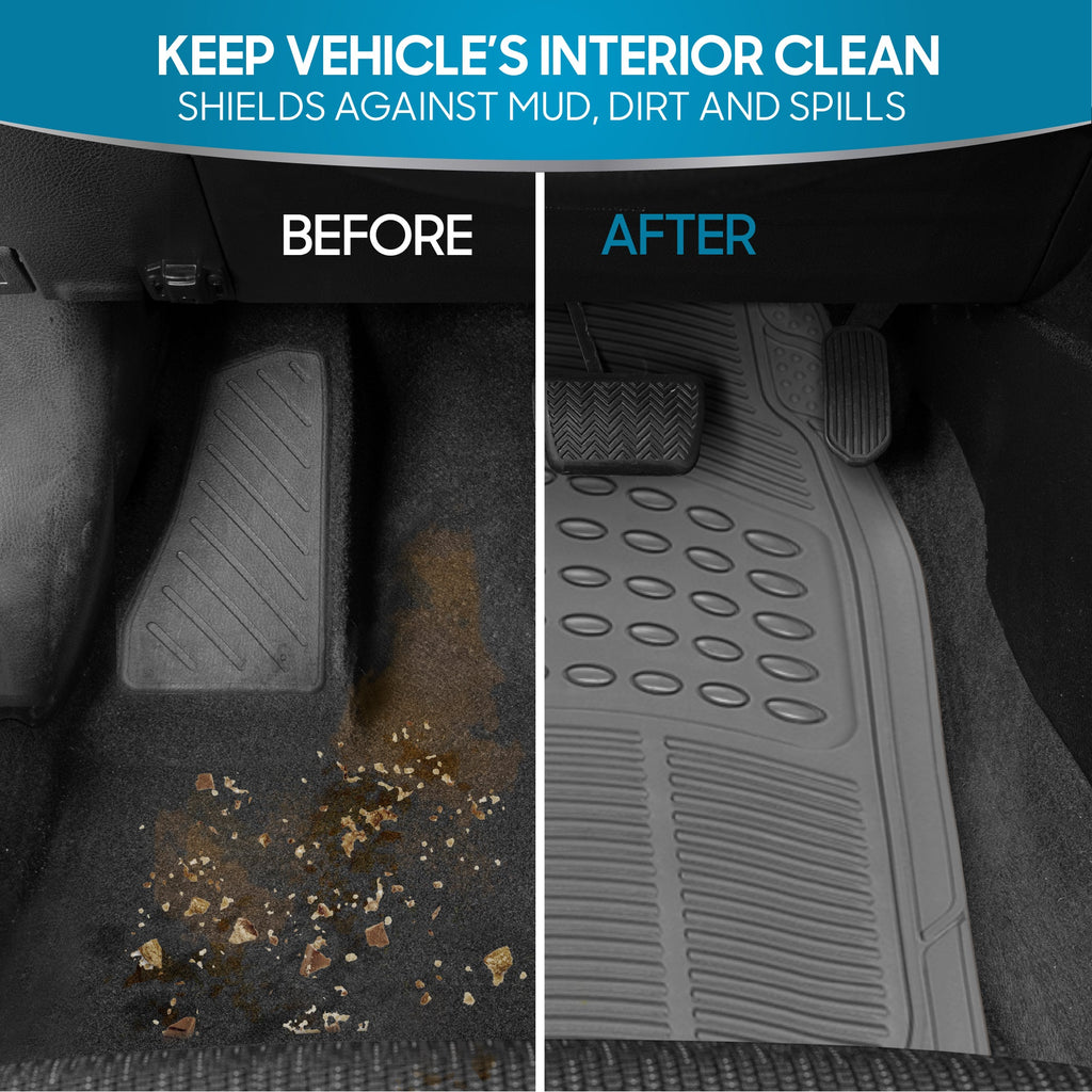 BDK 4-Piece Cushioned Grip Pad Front Floor Mats and Rear Floor Mats - Heavy Duty, All Weather, Trim to Fit