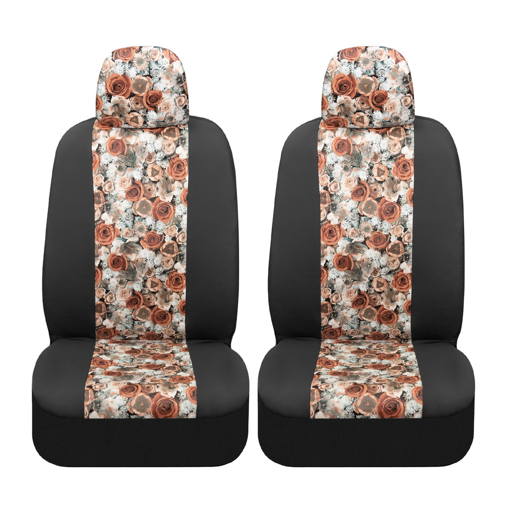 BDK 2-Pack Dusty Rose Floral Front Seat Covers