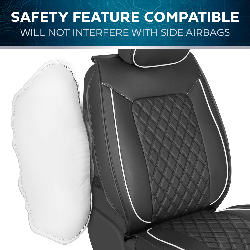 MotorBox 2-Pack Prestige Edition Premium Faux Leather Diamond Stitched Cushion Front Seat Covers