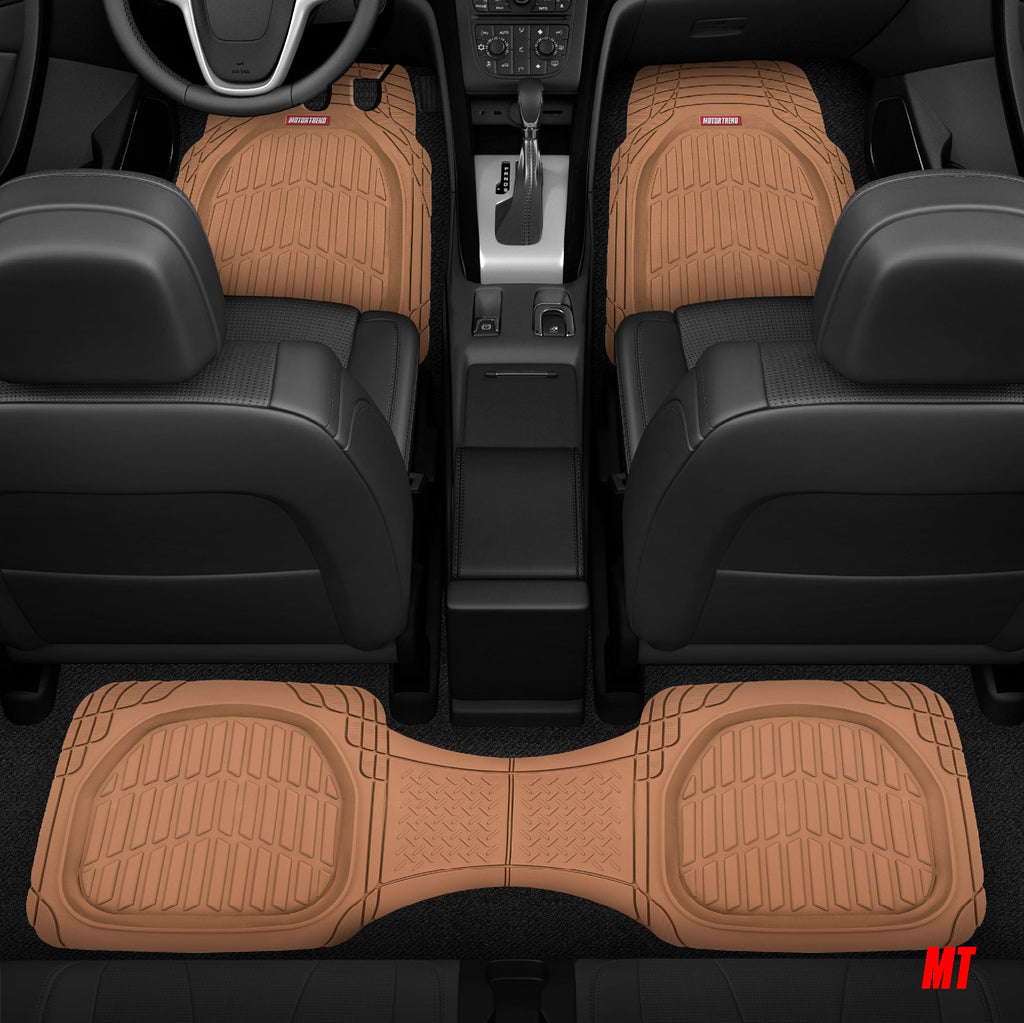 MotorTrend 4-Piece 3-Rows FlexTough Deep Dish Front Floor Mats, Middle Floor Mats, and Rear Floor Mat