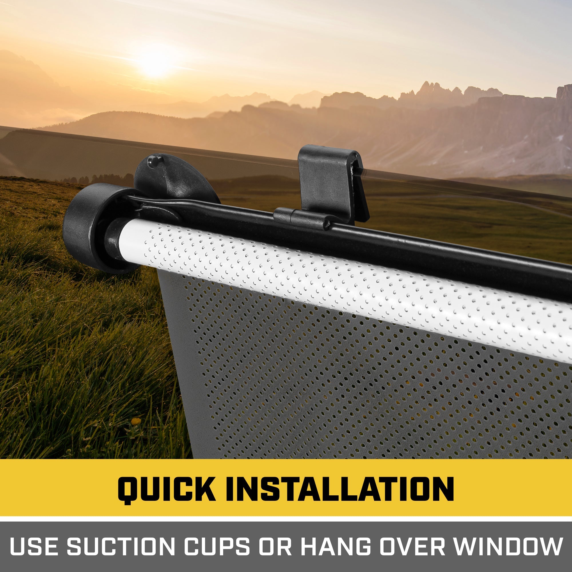 Caterpillar UVProtect Sun Shade for Car Side Window, UV Shield for Infant Baby All Passengers, Universal & Retractable Pull-Down Roller Sunshade, fits Auto Car Sedan SUV Truck Van 14x19in (CAAS-030)