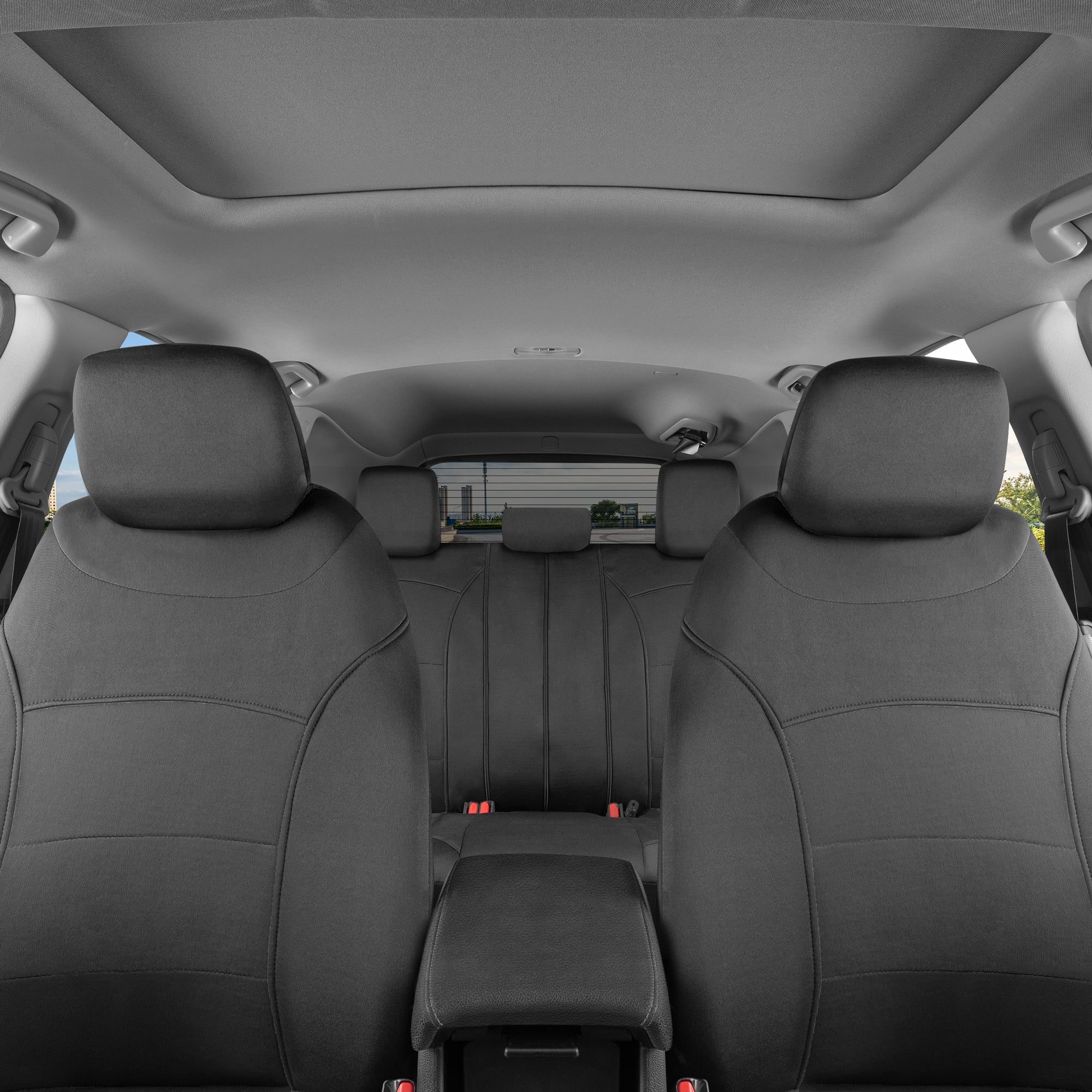 BDK carXS Turismo Car Seat Covers Full Set, Beige Two-Tone Front Seat Covers with Split Rear Bench Back Seat Cover, Automotive Seat Covers for Trucks SUV Van Auto (Multiple Colors)
