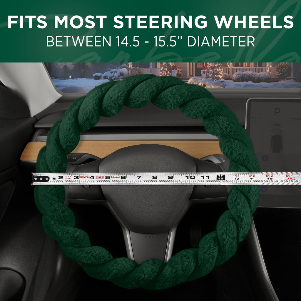 Carbella Twisted Plush Fur Steering Wheel Cover (Fits 14.5" - 15.5")