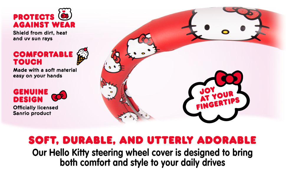 Carbella Sanrio Hello Kitty Original Steering Wheel Cover (Fits 14.5" - 15")