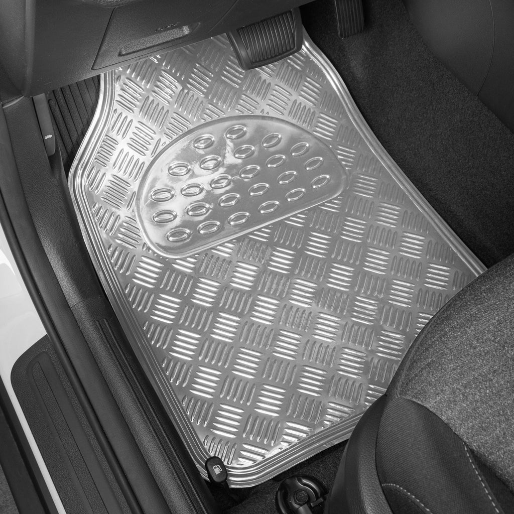 BDK 4-Piece Translucent Centered Cushioned Grip Pad Front Floor Mats and Rear Floor Mats - Heavy Duty, All Weather