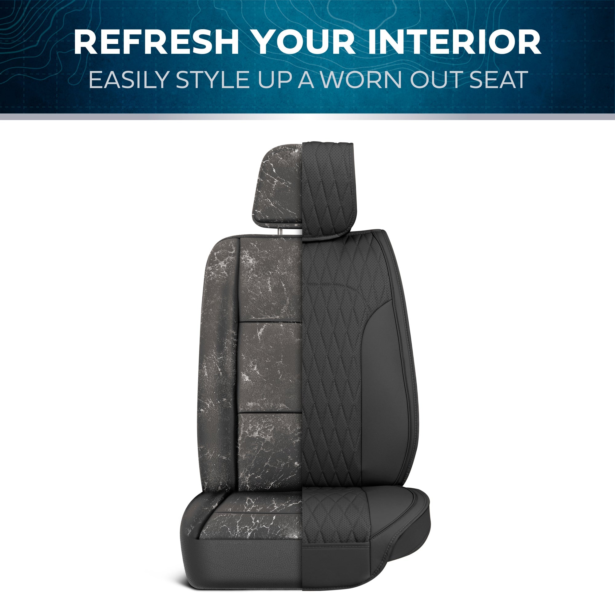 Car Seat Covers - DiamondLux Edition Premium Faux Leather Seat Protectors - Double Cross Stitched Cushioned Automotive Accessories for Trucks, SUVs, Cars - Front Seat Set