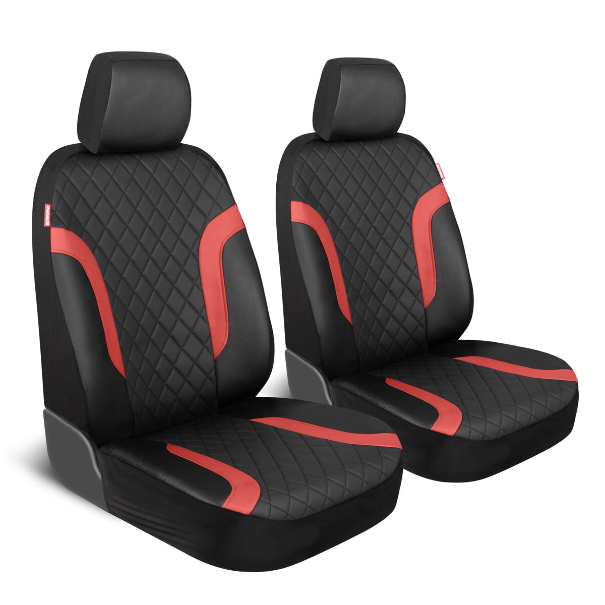Motor Trend Faux Leather Seat Covers For Trucks, Cars, & SUV - Front Black & Red Car Seat Cover Set - Universal Fit For Most Automotives - Forros Para Asientos De Carro - CarSeat Covers Accessories
