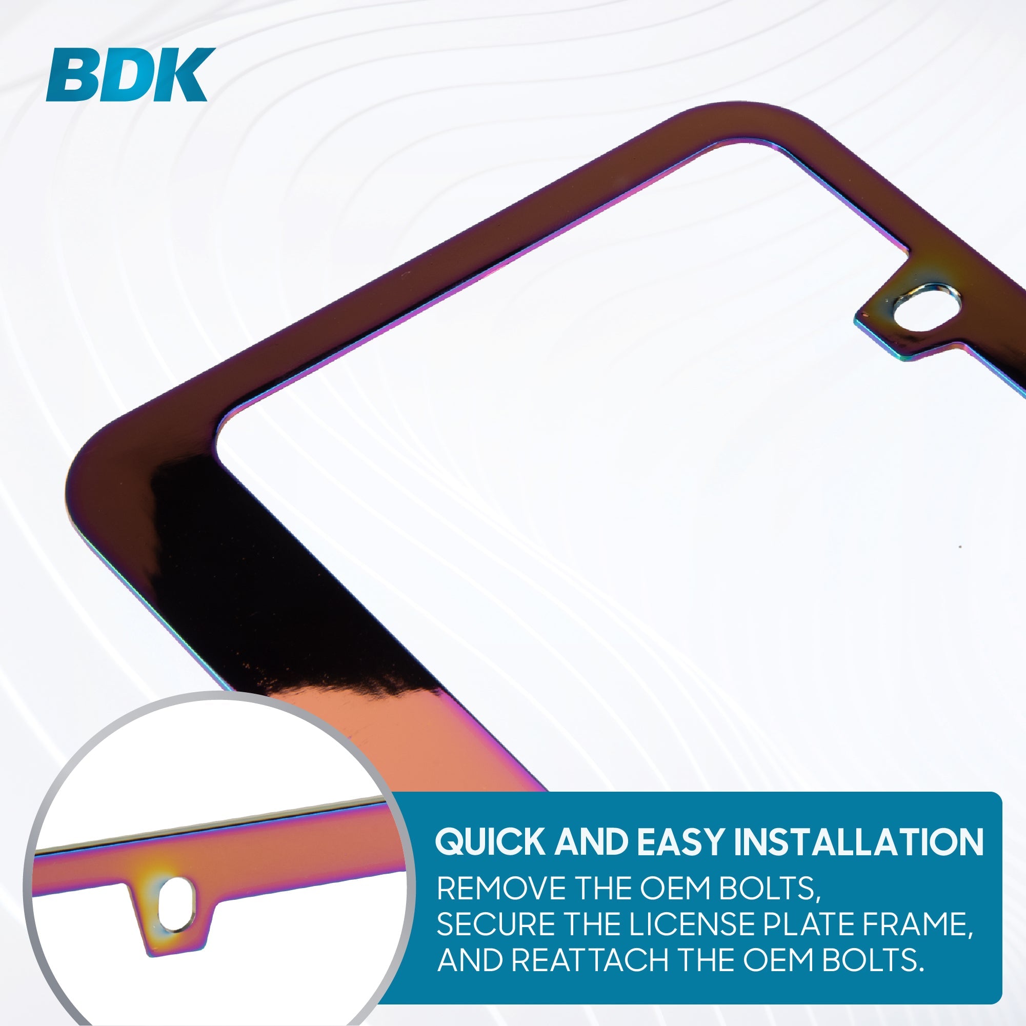 BDK Heavy Duty Rust-Proof Stainless-Steel Metal Plated License Plate Frame Universal Size for Car Truck SUV