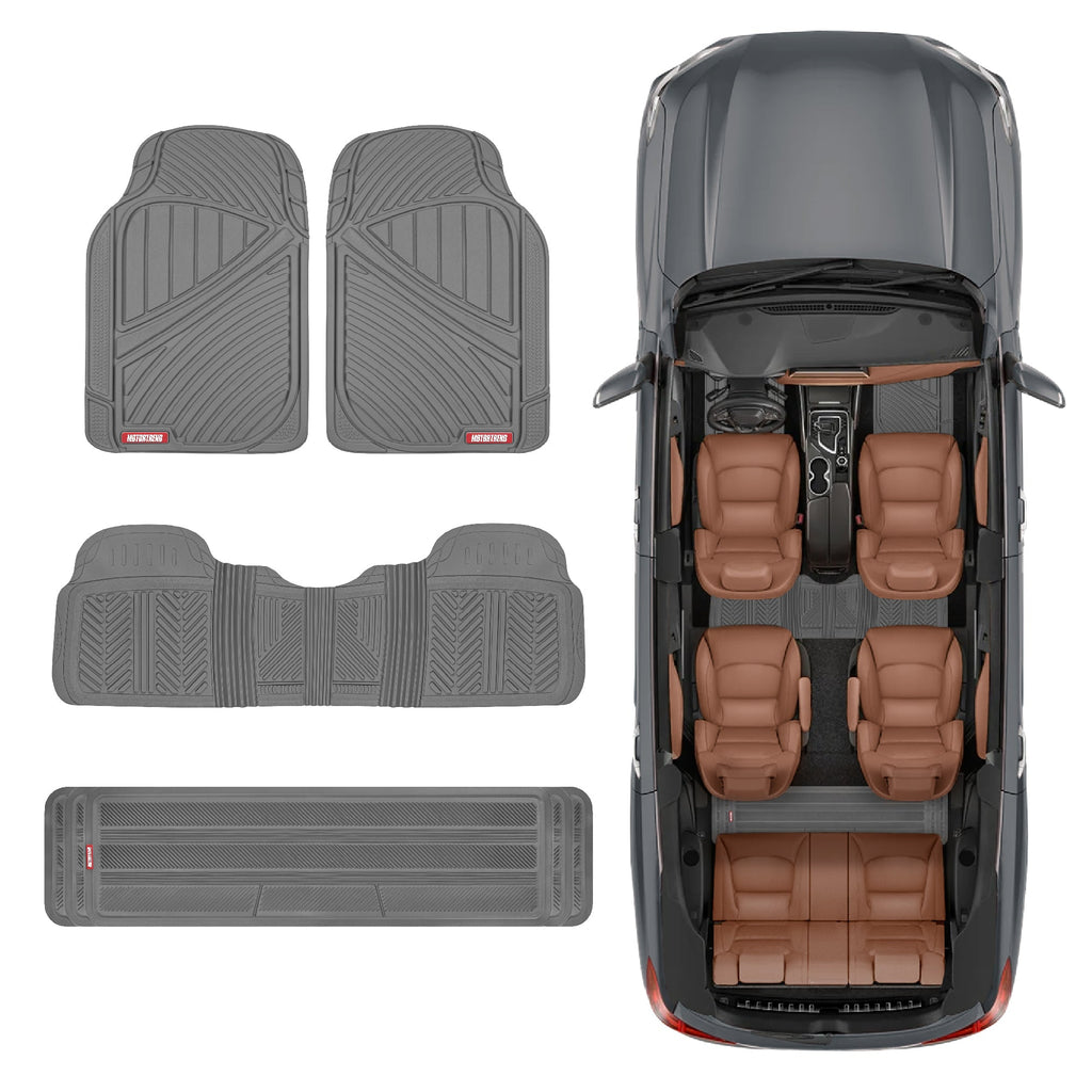 MotorTrend 4-Piece 3-Rows Extra-High Ridgeline Front Floor Mats, Middle Floor Mat, and Rear Floor Mat