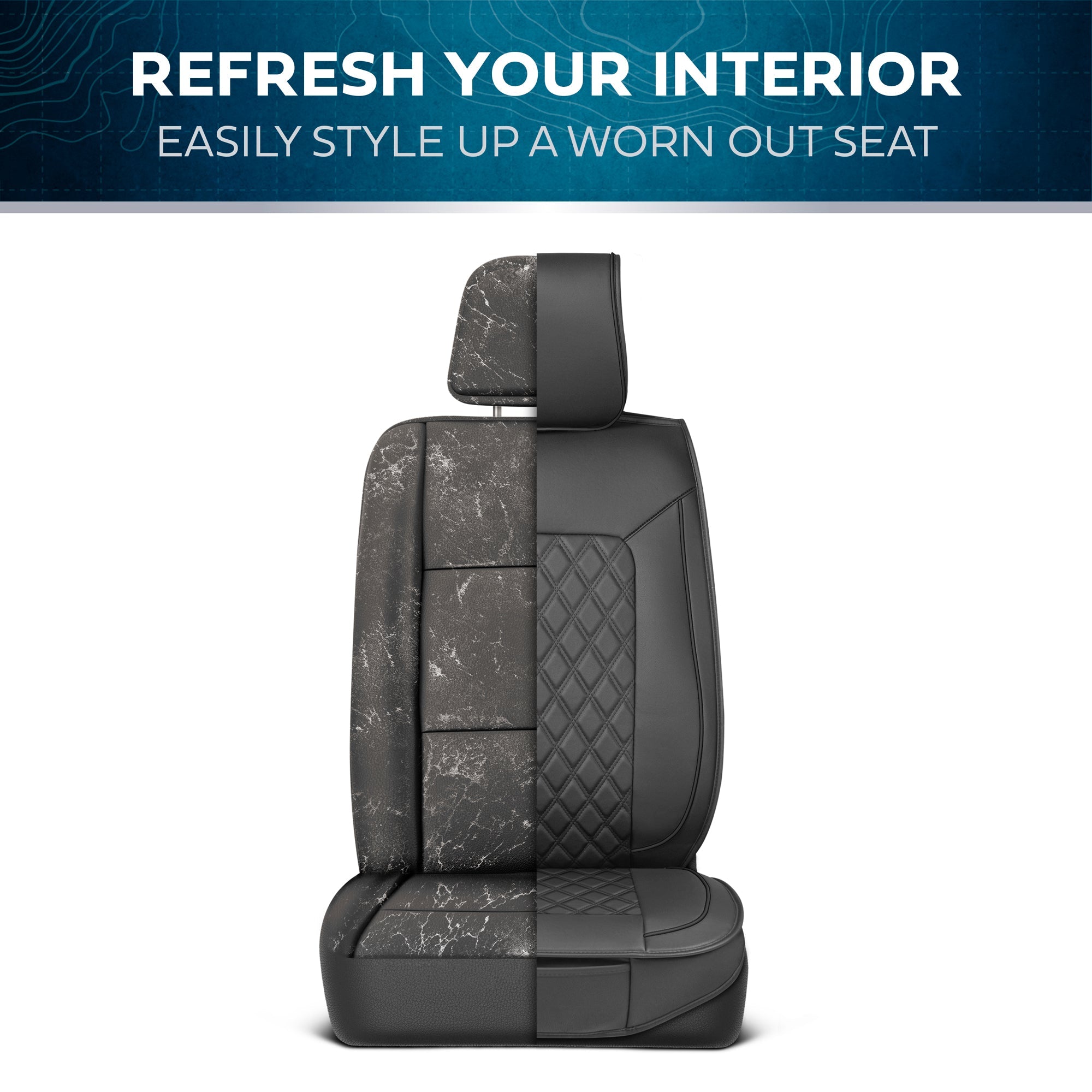 MotorBox 2-Pack Prestige Edition Premium Faux Leather Diamond Stitched Cushion Front Seat Covers