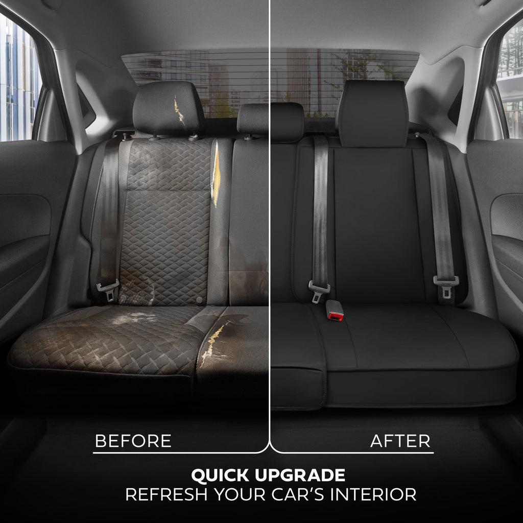 MotorBox Premium Napa Leather Rear Seat Cover – Semi Universal Fit for Most Cars, Truck & SUV – Black Back Seat Protector – Anti-Slip, Durable Bench Cover – Easy Install, Luxury Car Interior Upgrade