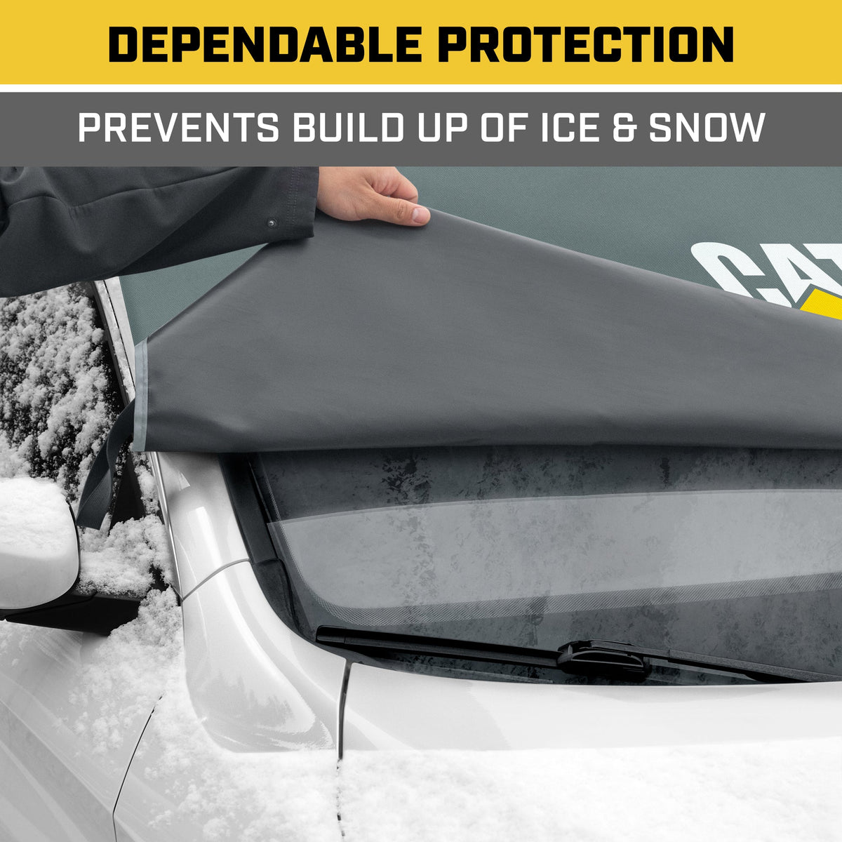 Cat® Windshield Snow Cover, Toughest Car Frost Protector for Ice & Sleet, Weatherproof for Winter, Includes Anti-Theft Straps, Freeze Protector for Auto Car Truck Van SUV