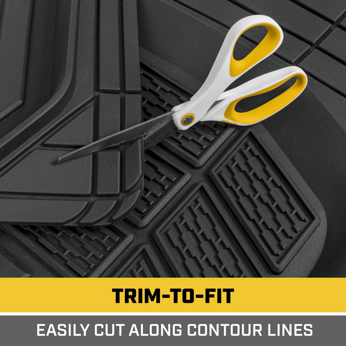 CAT 3-Piece Deep Dish Front Floor Mats and Rear Floor Mats - Heavy Duty, All Weather, Trim to Fit