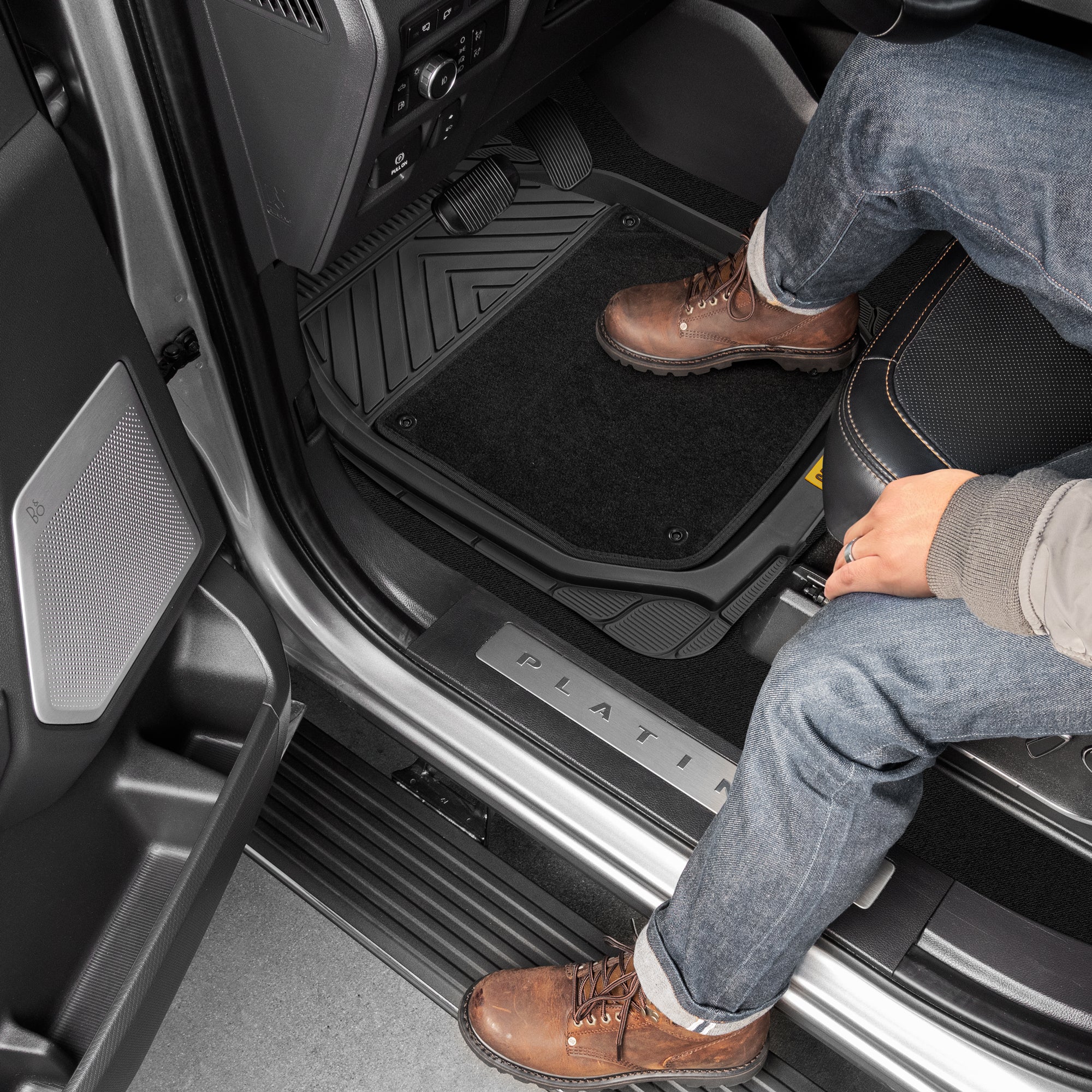 CAT 4-Piece Detachable Carpet Deep Dish Front Floor Mats and Rear Floor Mats - Heavy Duty, All Weather, Trim to Fit