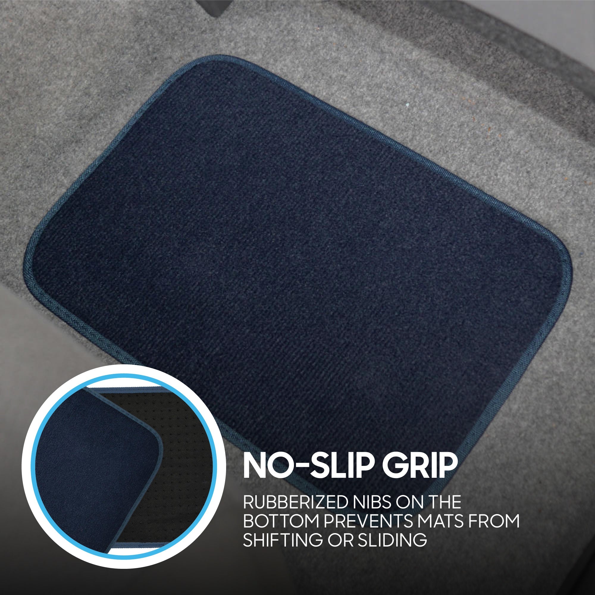 BDK 4-Piece Premium Carpet Non-Slip Heel Pad Front Floor Mats and Rear Floor Mats
