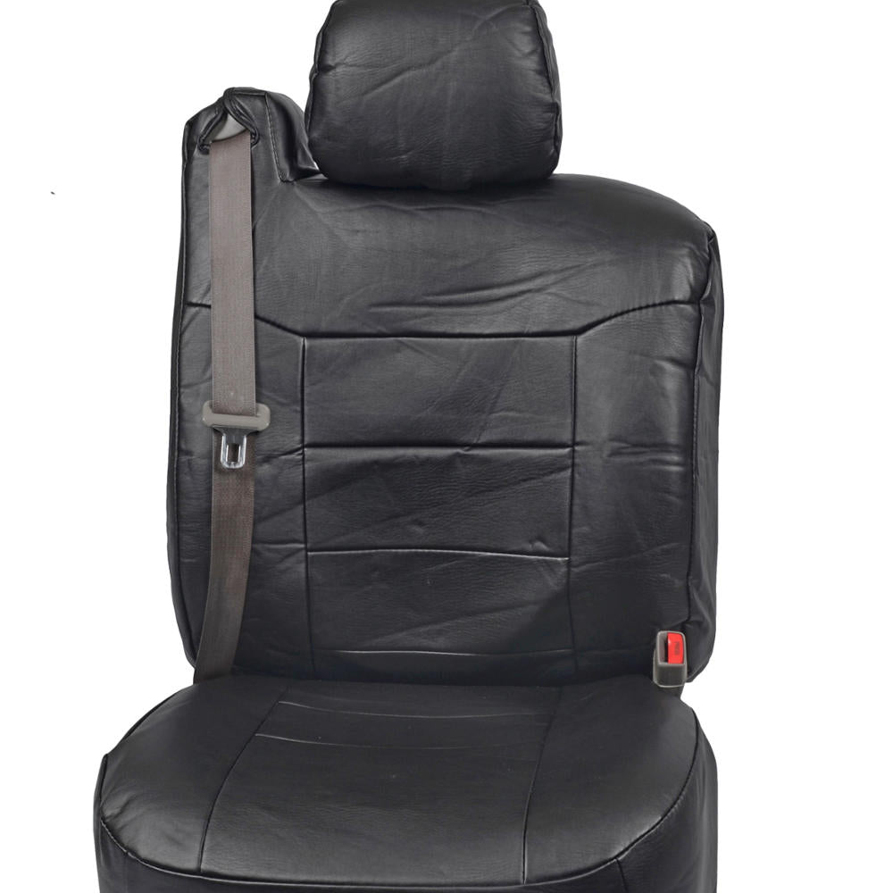 BDK 2-Pack Premium Faux Leather Front Seat Covers with Integrated Seatbelt Covers