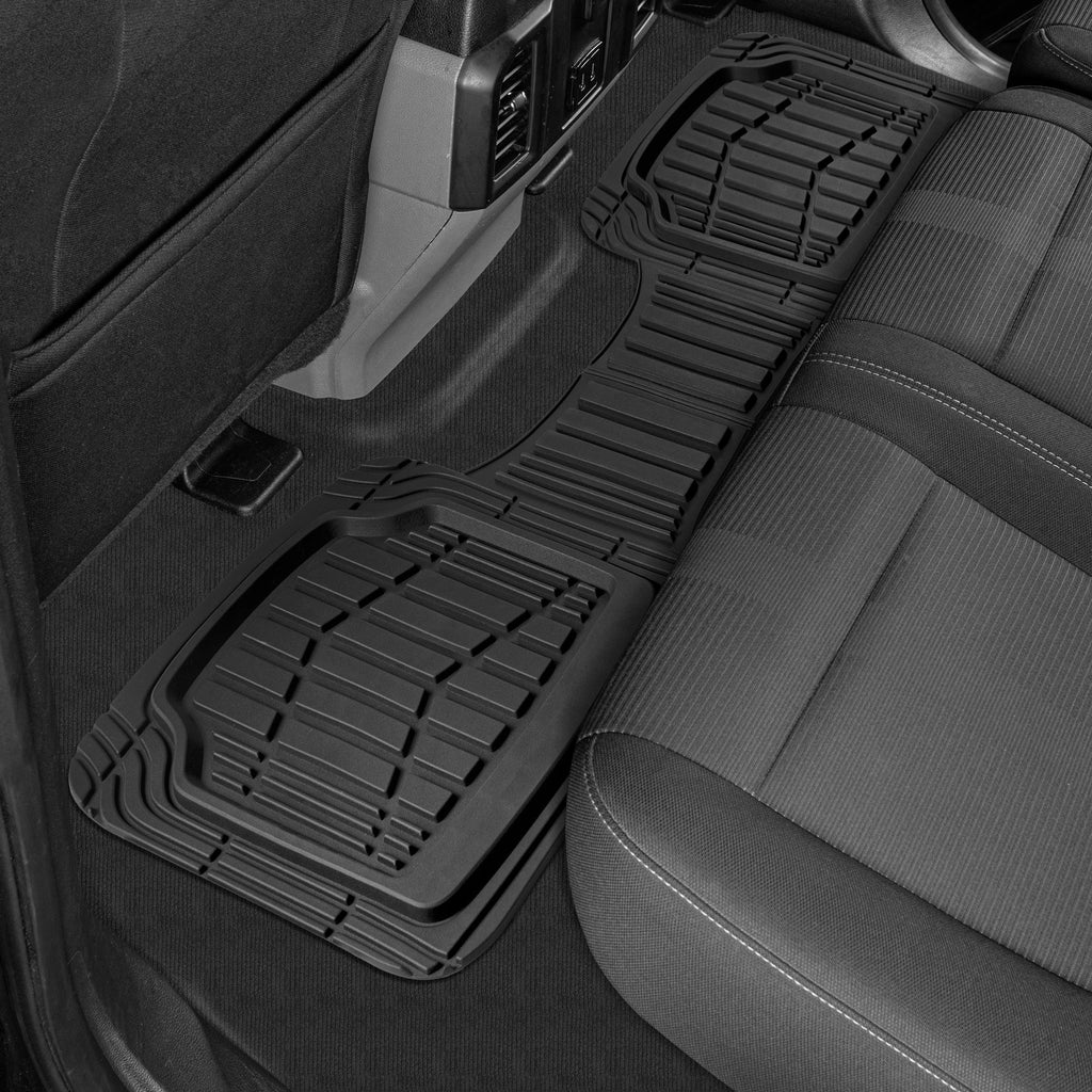 CAT 3-Piece ToughRide Rubber Front Floor Mats and Rear Floor Mats - Heavy Duty, All Weather, Trim to Fit
