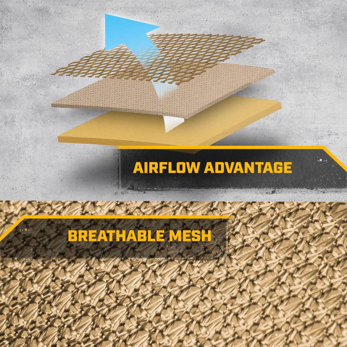 Caterpillar AeroMesh Beige Seat Covers for Trucks, Car, & SUV - (2) Front Truck Seat Cover Protector - Breathable Mesh Universal Fit Car Seat Covers - Automotive Seat Covers Top of Seat Protection