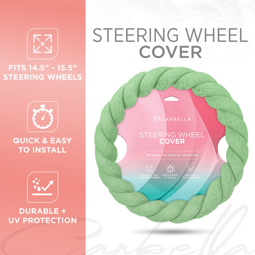 Carbella Twisted Plush Fur Steering Wheel Cover (Fits 14.5" - 15.5")