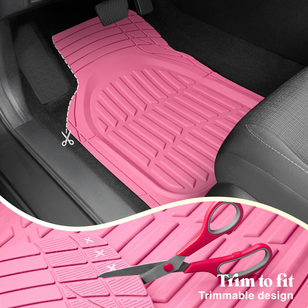 Carbella 3-Piece FlexTough Deep Dish Rubber Front Floor Mats and Rear Floor Mats - Heavy Duty, All Weather, Trim to Fit