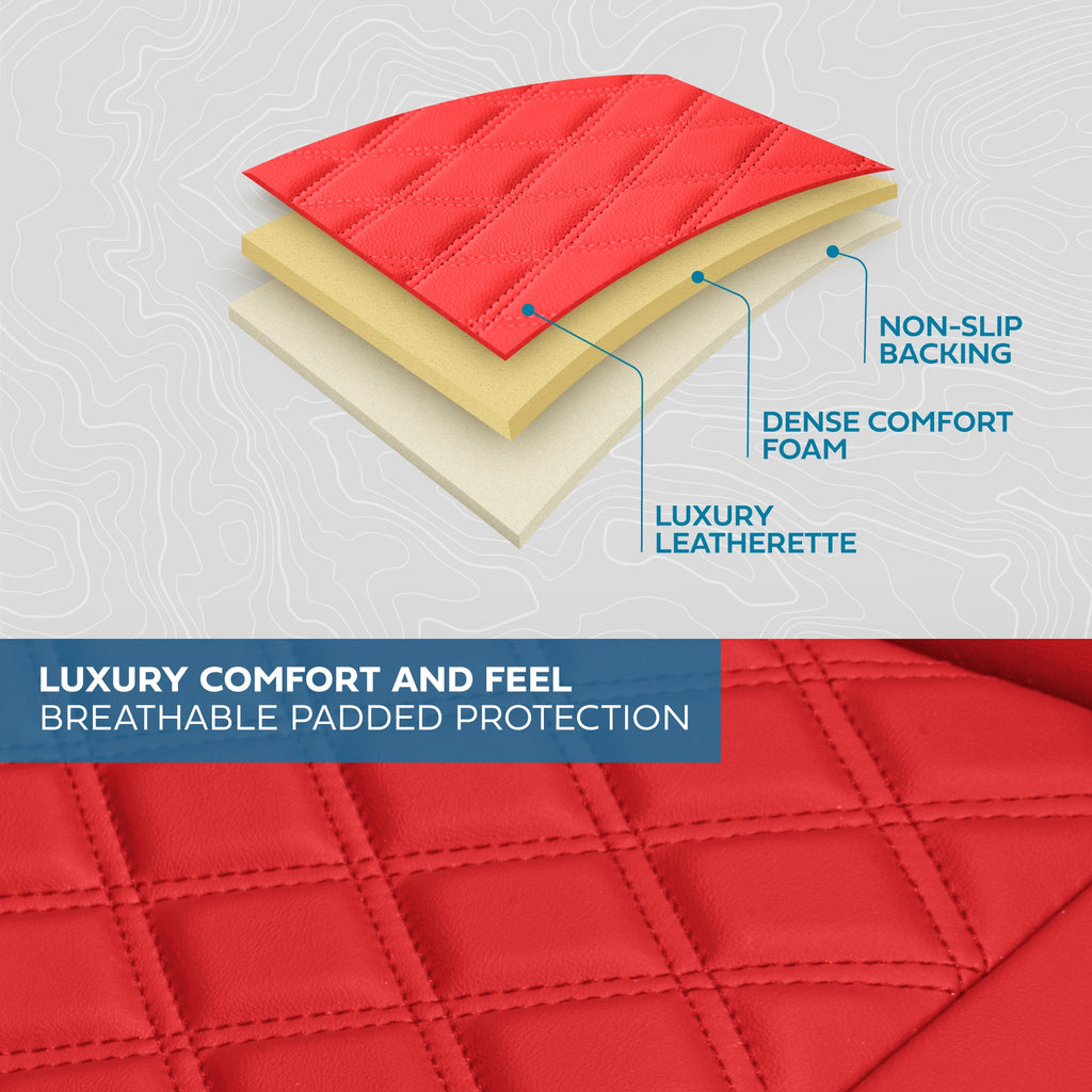 MotorBox Premium Napa Leather Rear Seat Cover – Semi Universal Fit for Most Cars, Truck & SUV – Red Back Seat Protector – Anti-Slip, Durable Bench Cover – Easy Install, Luxury Car Interior Upgrade