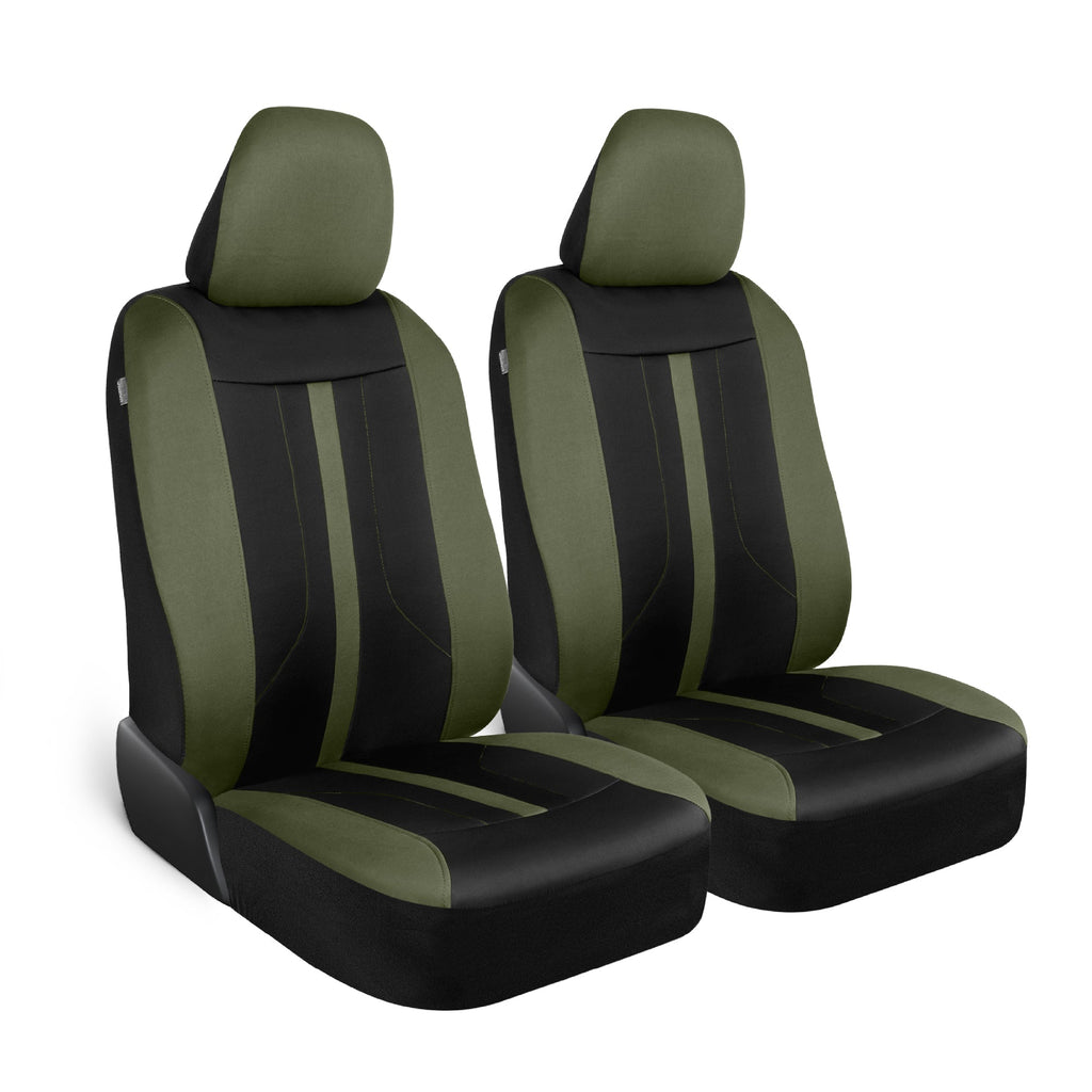 Motor Trend Green Cloth Car Seat Covers for Front Seats - Premium Automotive Bucket Seat Covers, Made for Vehicles with Removable Headrests, Interior Covers for Car Truck Van SUV