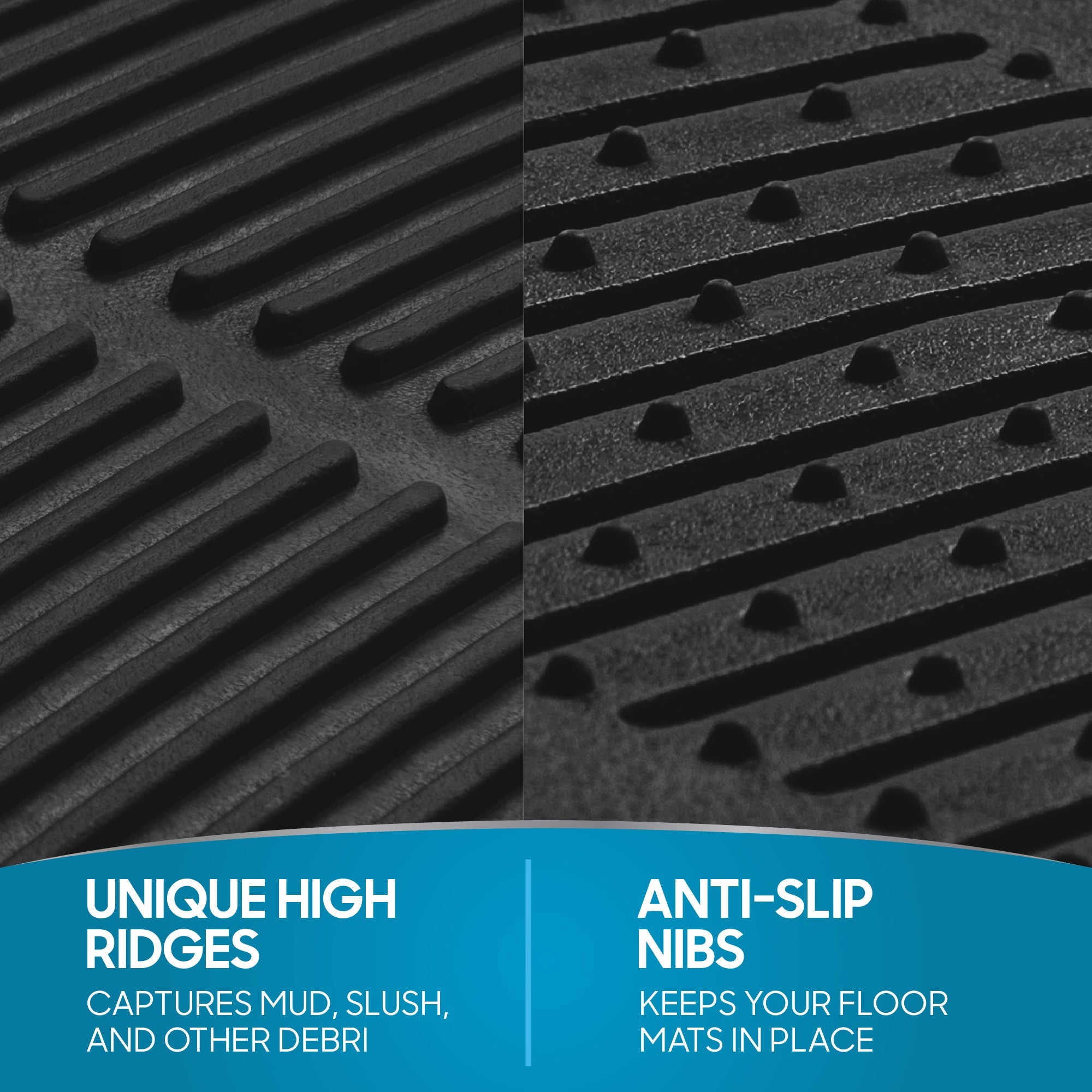 BDK 4-Piece Cushioned Grip Pad Front Floor Mats and Rear Floor Mats - Heavy Duty, All Weather, Trim to Fit