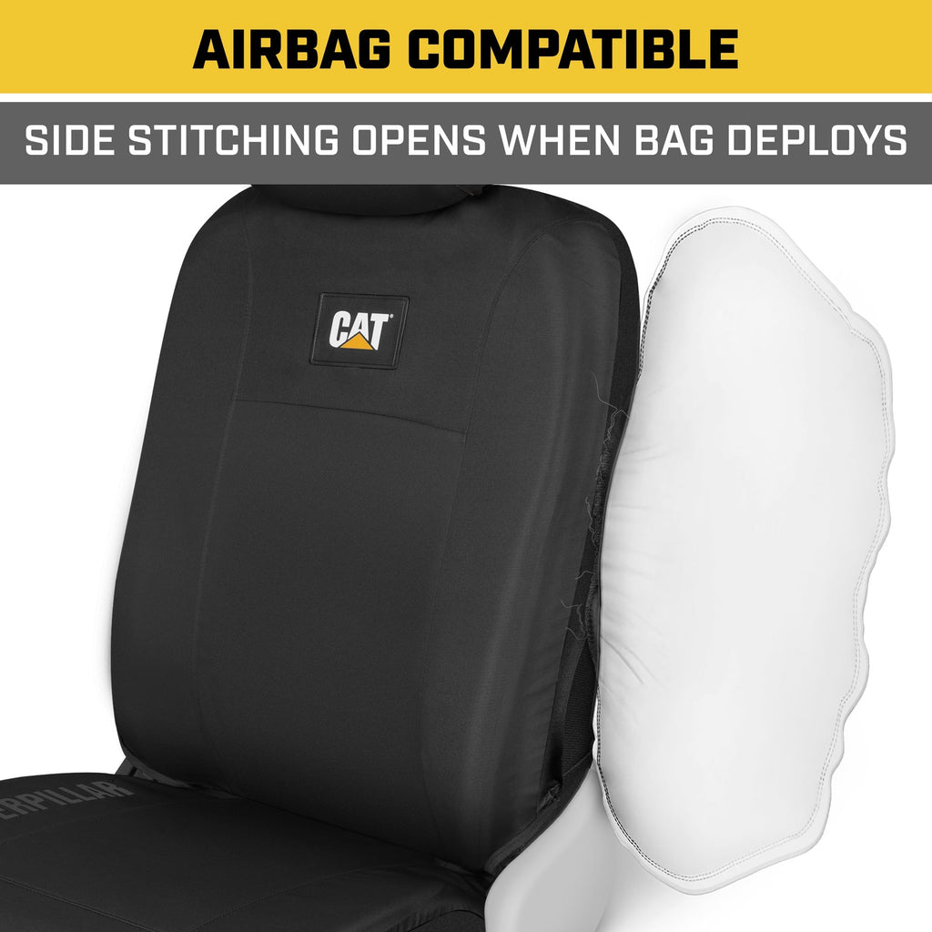 Cat® Heavy Duty Oxford Car Seat Cover for Auto - Durable Canvas Material, Universal Fit-Black