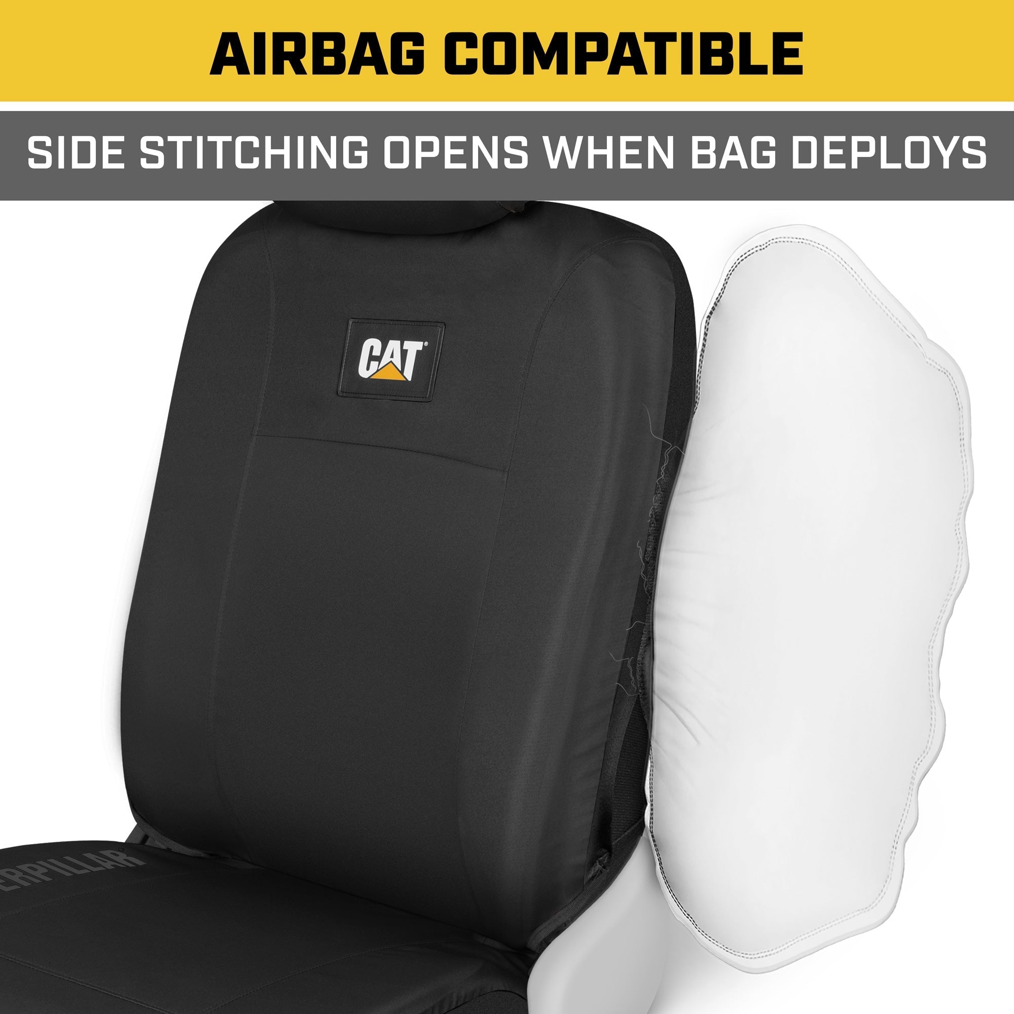 Cat® Heavy Duty Oxford Car Seat Cover for Auto - Durable Canvas Material, Universal Fit-Black