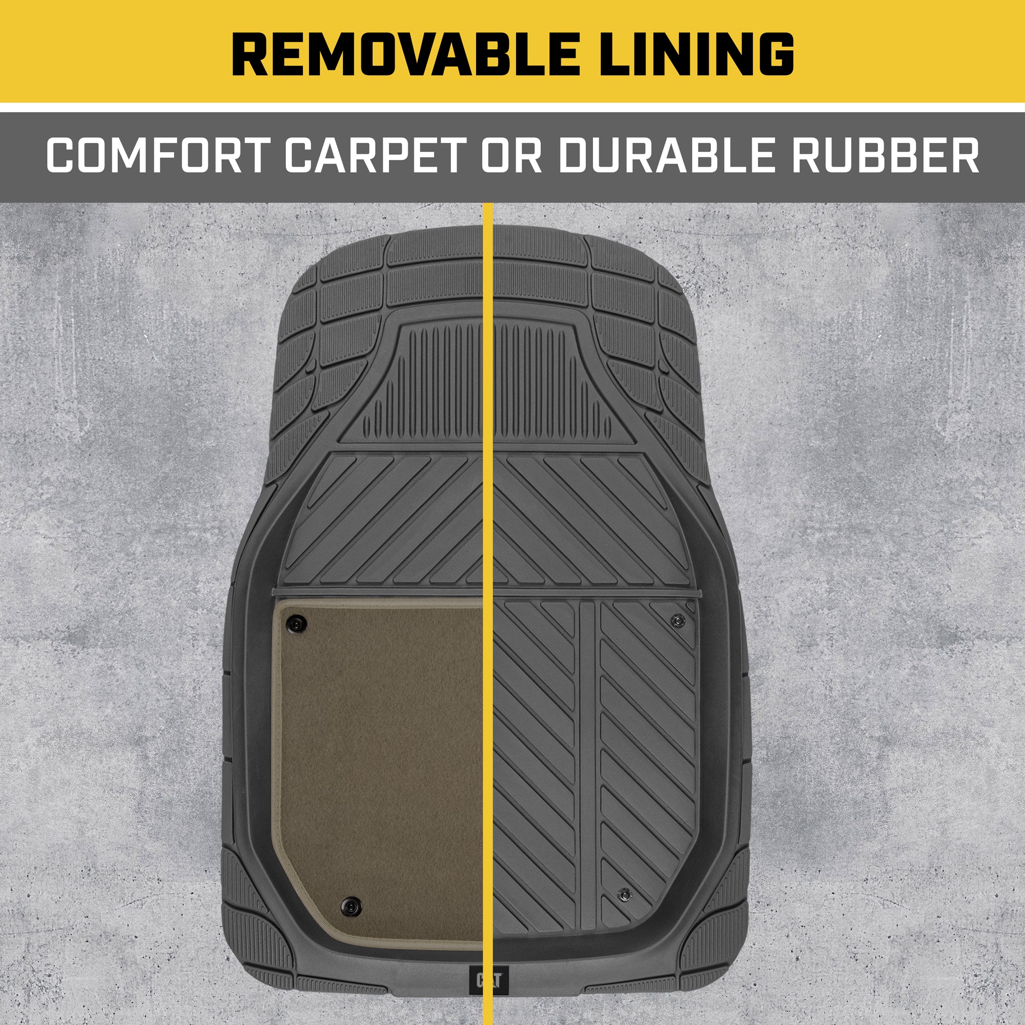 CAT 4-Piece Detachable Carpet Deep Dish Front Floor Mats and Rear Floor Mats - Heavy Duty, All Weather, Trim to Fit
