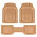 CAT 3-Piece Deep Dish Front Floor Mats and Rear Floor Mats - Heavy Duty, All Weather, Trim to Fit - Beige