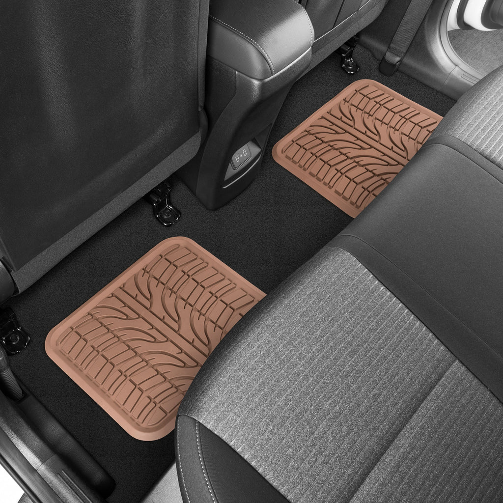 MotorTrend 4-Piece Grand Prix Tire Tread Front Floor Mats and Rear Floor Mats - Heavy Duty, All Weather, Trim to Fit