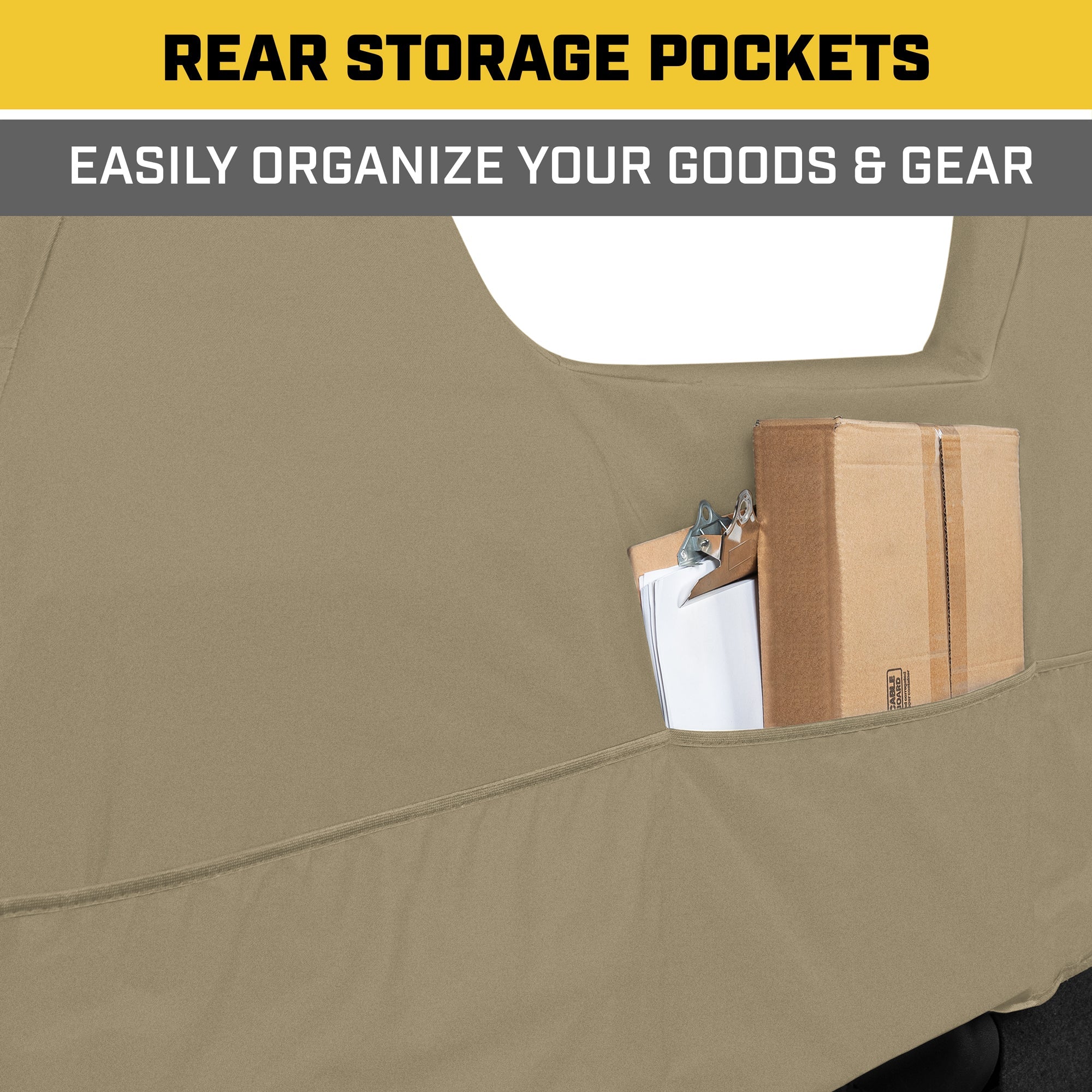 Cat® Custom Fit Front Bench Seat Cover for Ford F250 / F350 / F450 / F550 (1999-2007) - Durable Oxford Beige Truck Seat Cover with Utility Pockets, Ford F250 Super Duty Interior Cover
