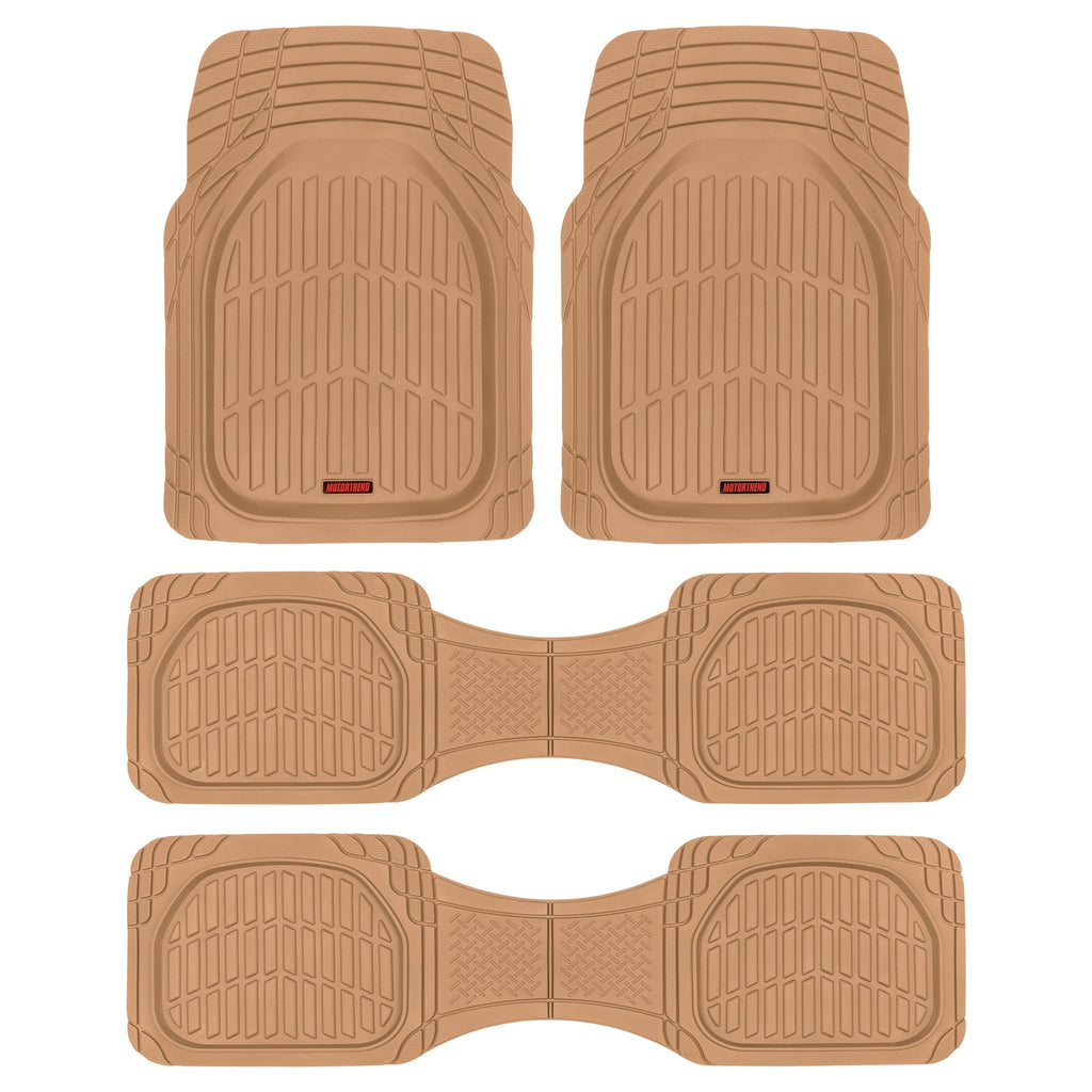 MotorTrend 4-Piece 3-Rows FlexTough Deep Dish Front Floor Mats, Middle Floor Mats, and Rear Floor Mat
