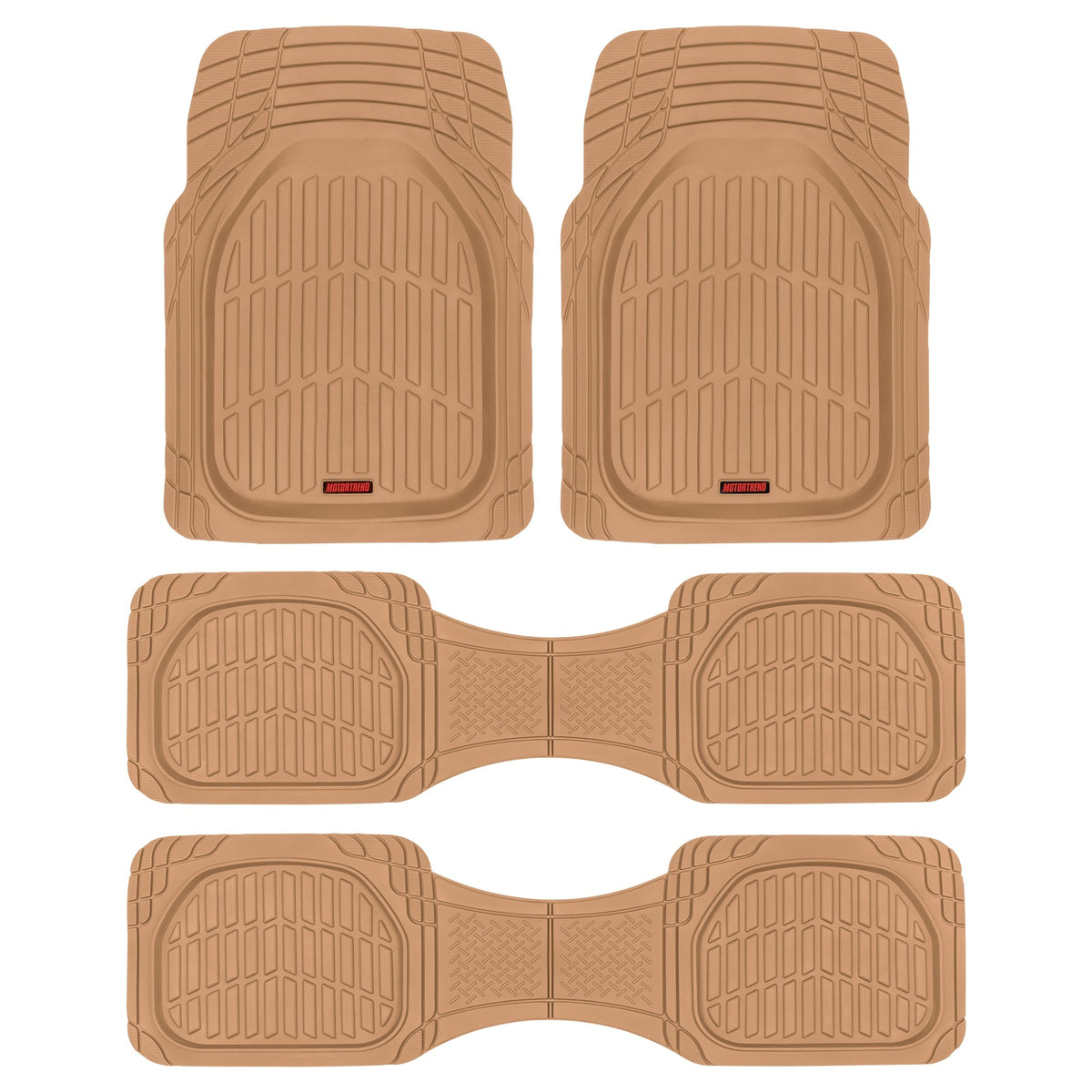 MotorTrend 4-Piece 3-Rows FlexTough Deep Dish Front Floor Mats, Middle Floor Mats, and Rear Floor Mat