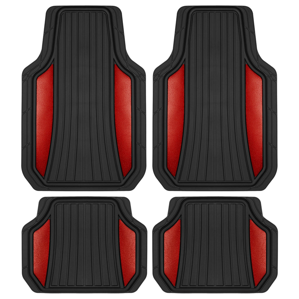 MotorTrend 4-Piece Shield Two-Tone Gloss Front Floor Mats and Rear Floor Mats - Heavy Duty, All Weather, Trim to Fit