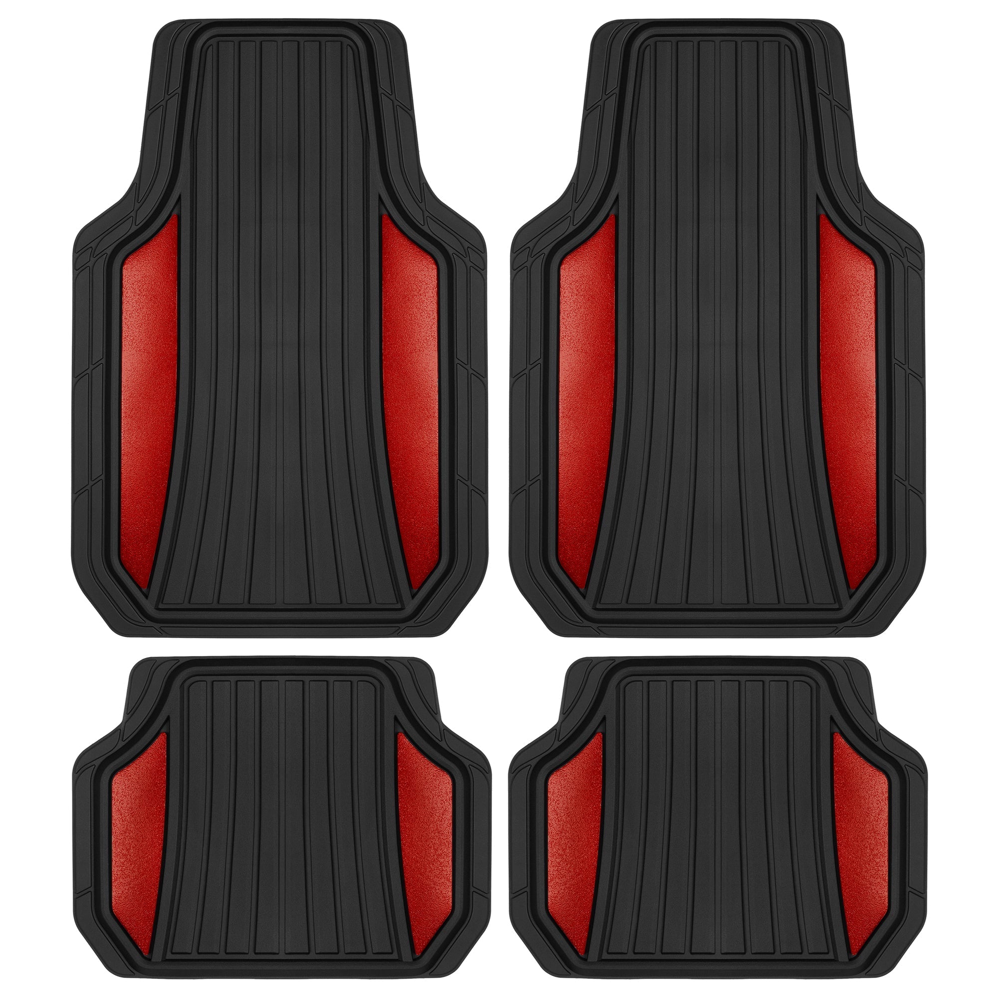 MotorTrend 4-Piece Shield Two-Tone Gloss Front Floor Mats and Rear Floor Mats - Heavy Duty, All Weather, Trim to Fit